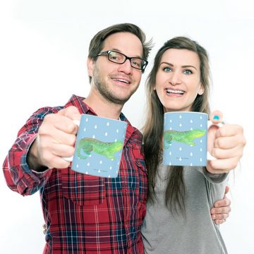 Mr. & Mrs. Panda Kinderbecher Krokodil - Blau Pastell - Geschenk, Urlaub, Abenteuerlust, Meerestier, Kunststoff, Mikrowellenbeständig