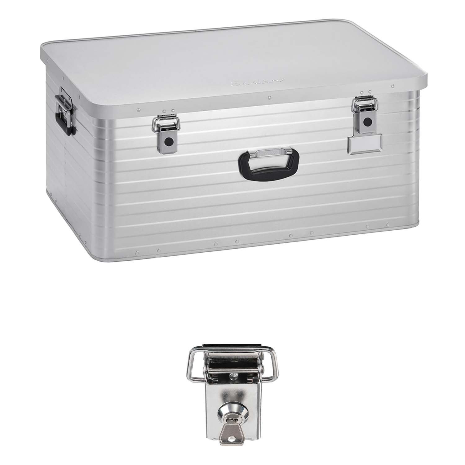 Aufbewahrungsbox Alubox 130 L + Schloss Set, hochwertig, mit Moosgummidichtung