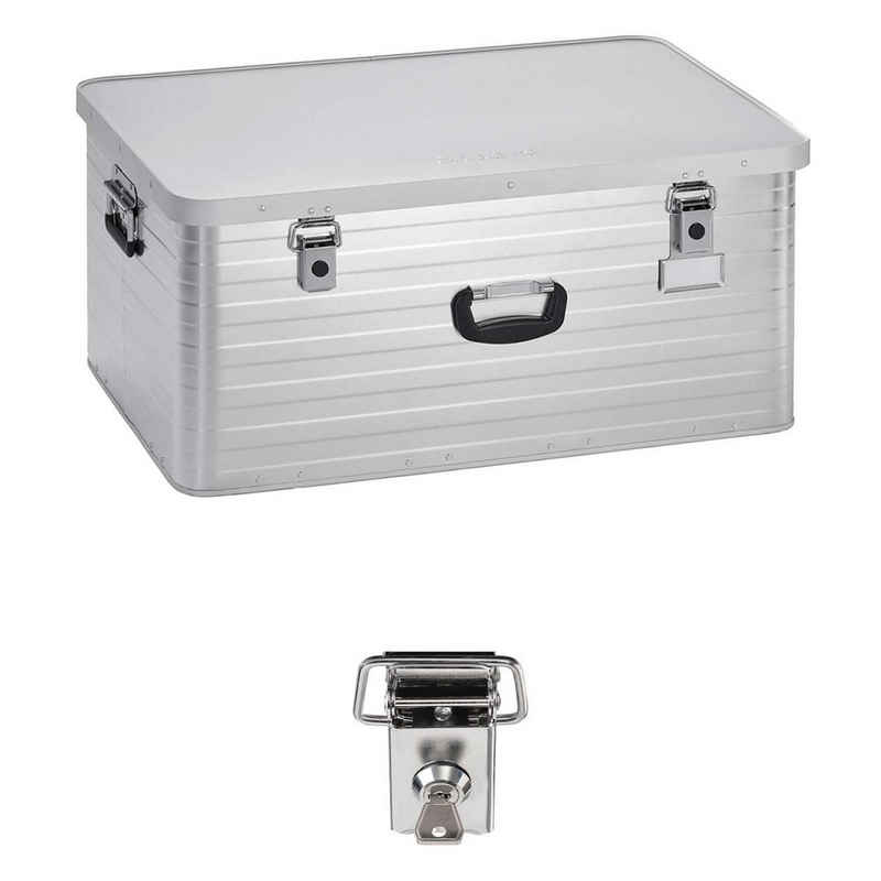 Enders® Aufbewahrungsbox Alubox 130 L + Schloss Set, hochwertig, mit Moosgummidichtung, Alukiste Transportbox Lagerbox Alukoffer Metallkiste Alubox