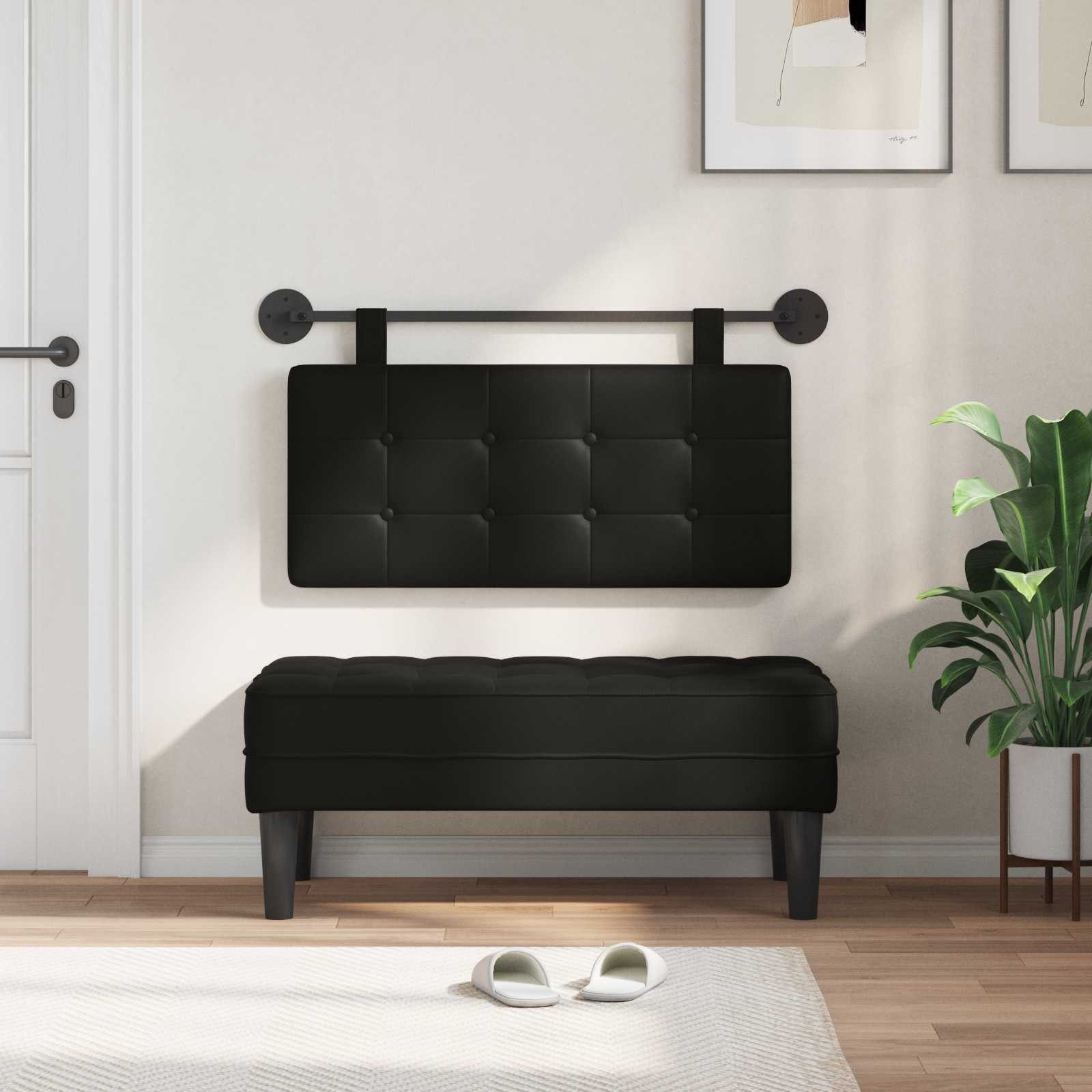 vidaXL Bett Hängendes Kopfteil Schwarz Kunstleder (1-tlg) – Bild 3 von 5