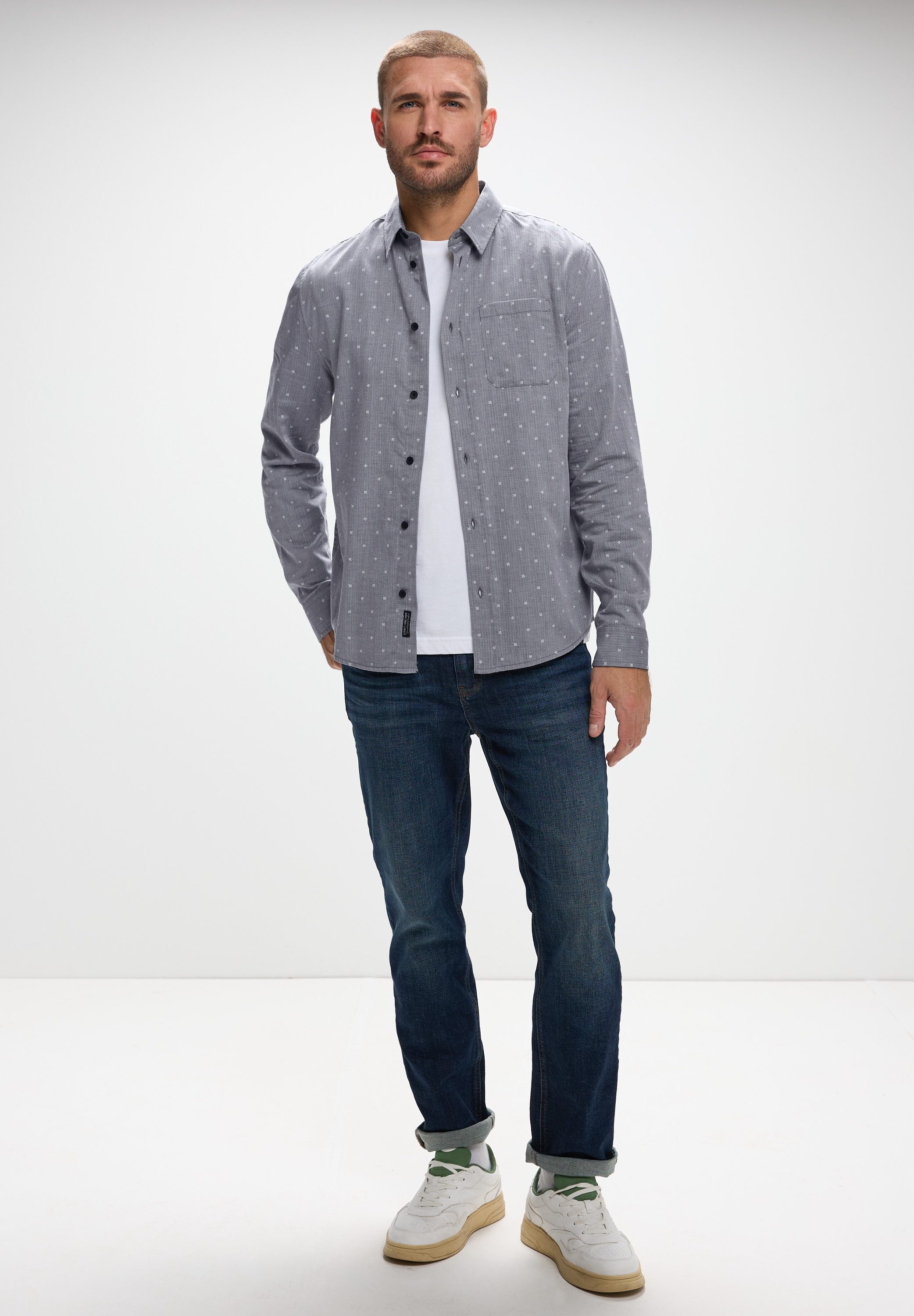 STREET ONE MEN Langarmhemd mit grafischem Muster