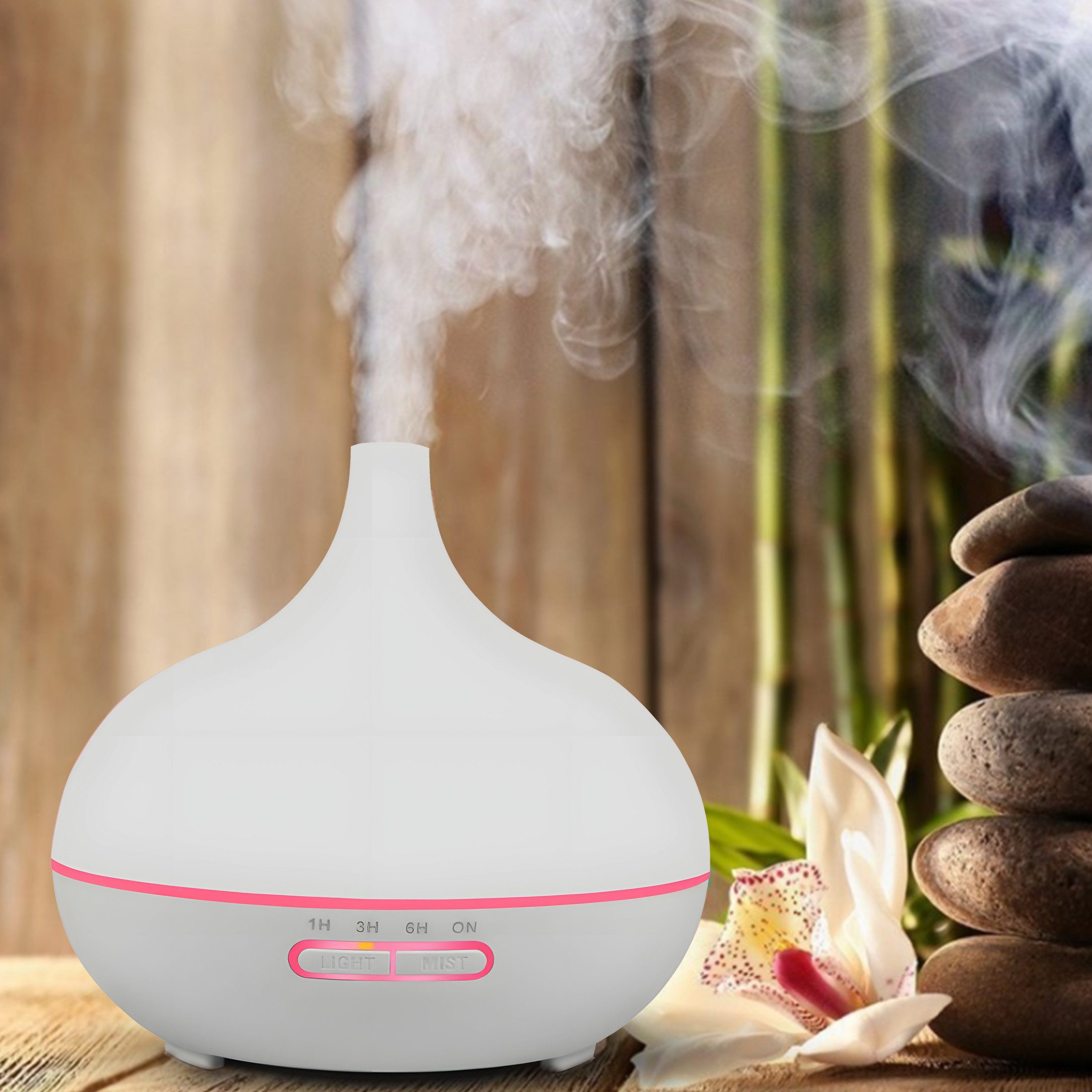 YINDN Diffuser Aroma mit 550ml Wassertank, 7 Farbwechsel Diffusor, Ultraschall-Vergeber, Timer-Aroma-Duftspender, für Schlafzimmer