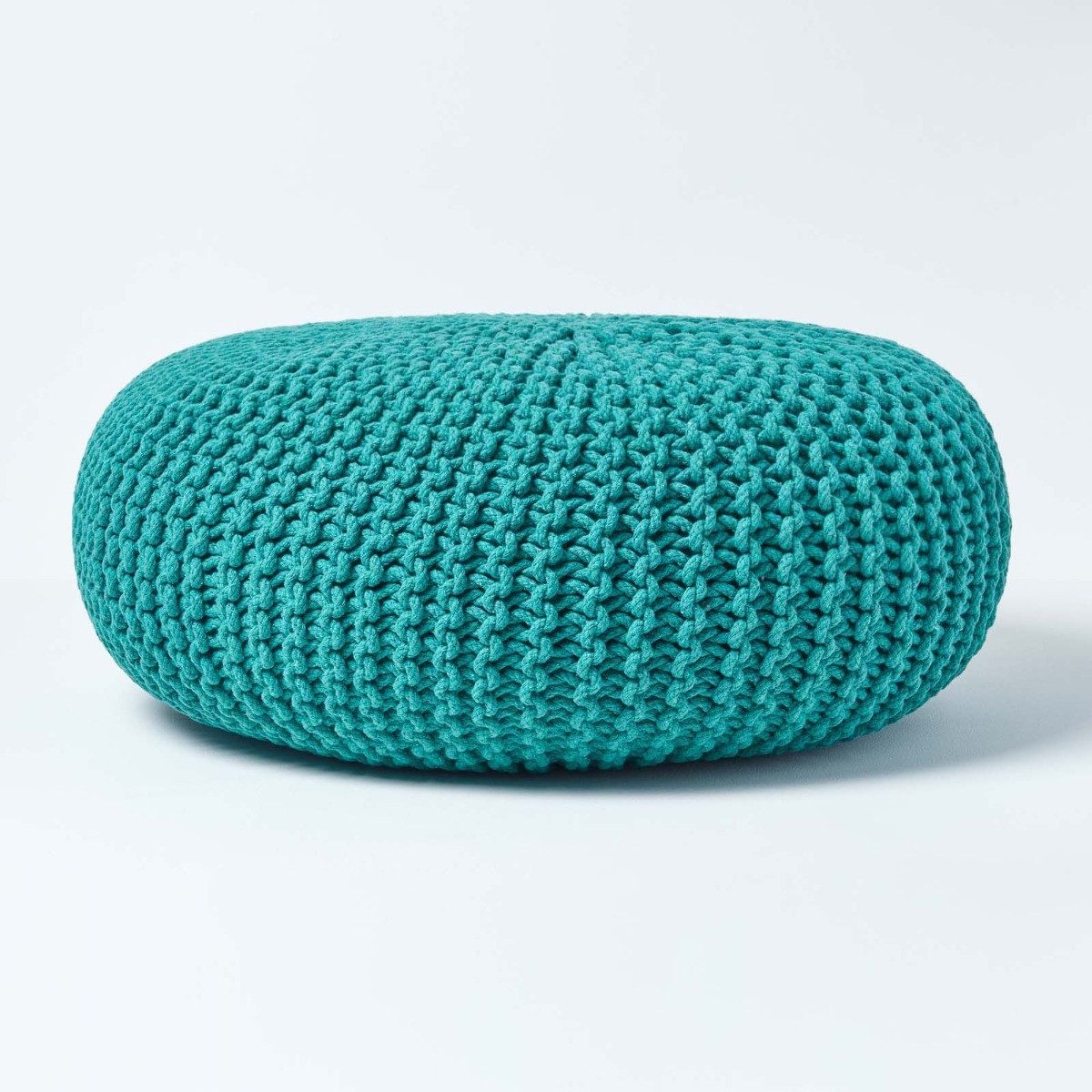 Pouf Großer Strickpouf 100% Baumwolle, petrol