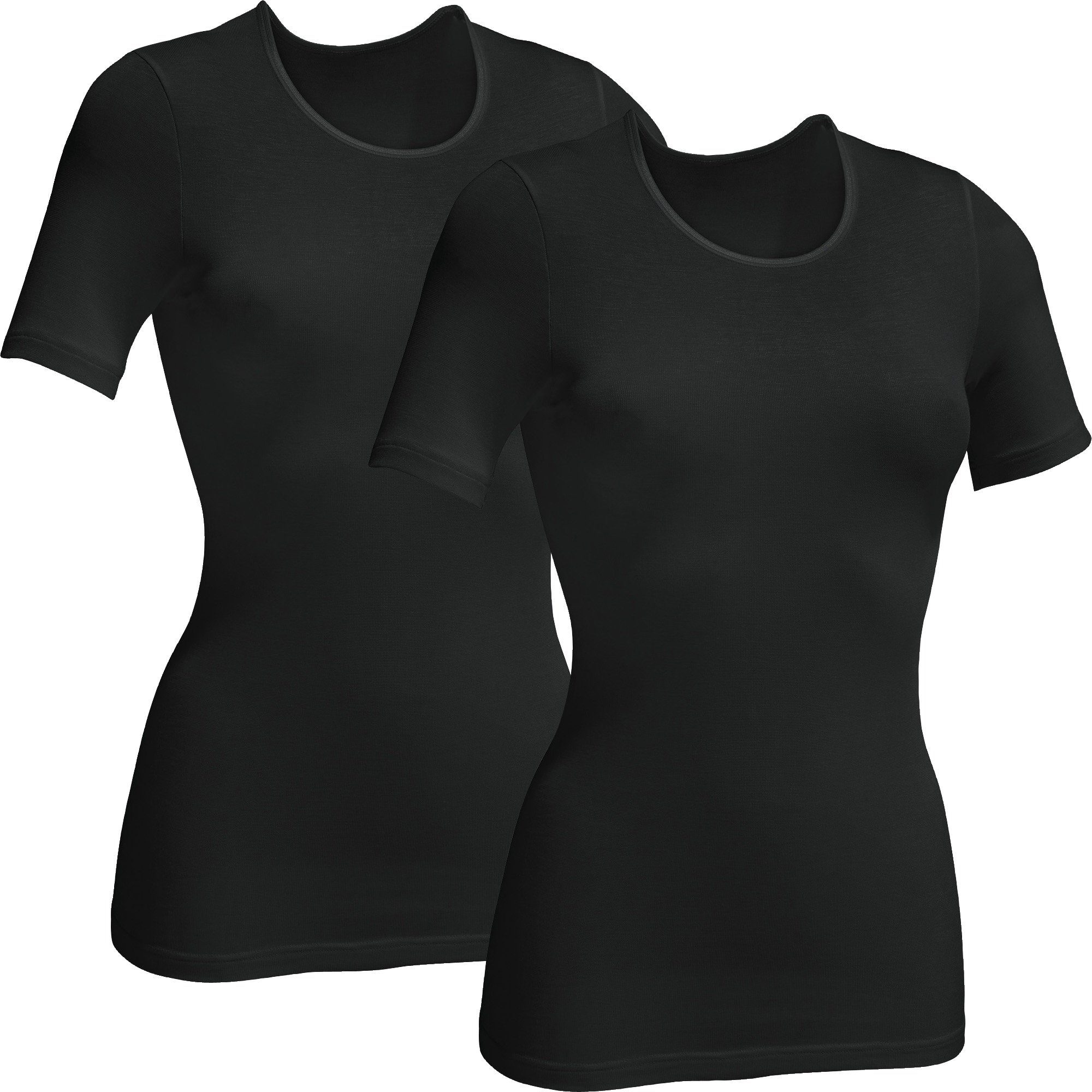 Erwin Müller T-Shirt Damen-Unterhemd, 1/2-Arm 2er-Pack (2-tlg) Modal Uni schwarz