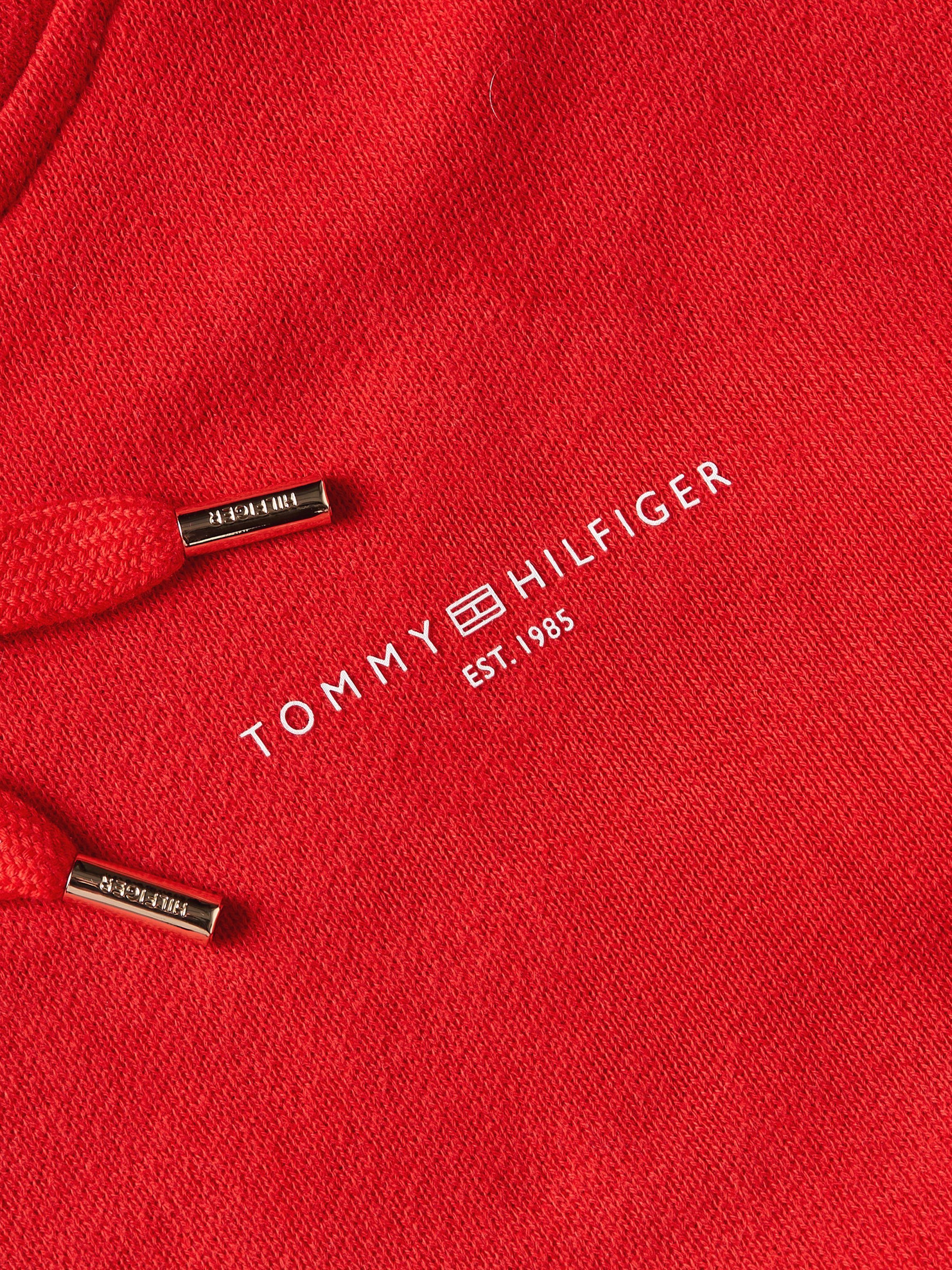 Tommy Hilfiger Kapuzensweatshirt 1985 mit hellrot LOGO CORP Brust MINI HOODIE Logo-Schriftzug der RLX auf