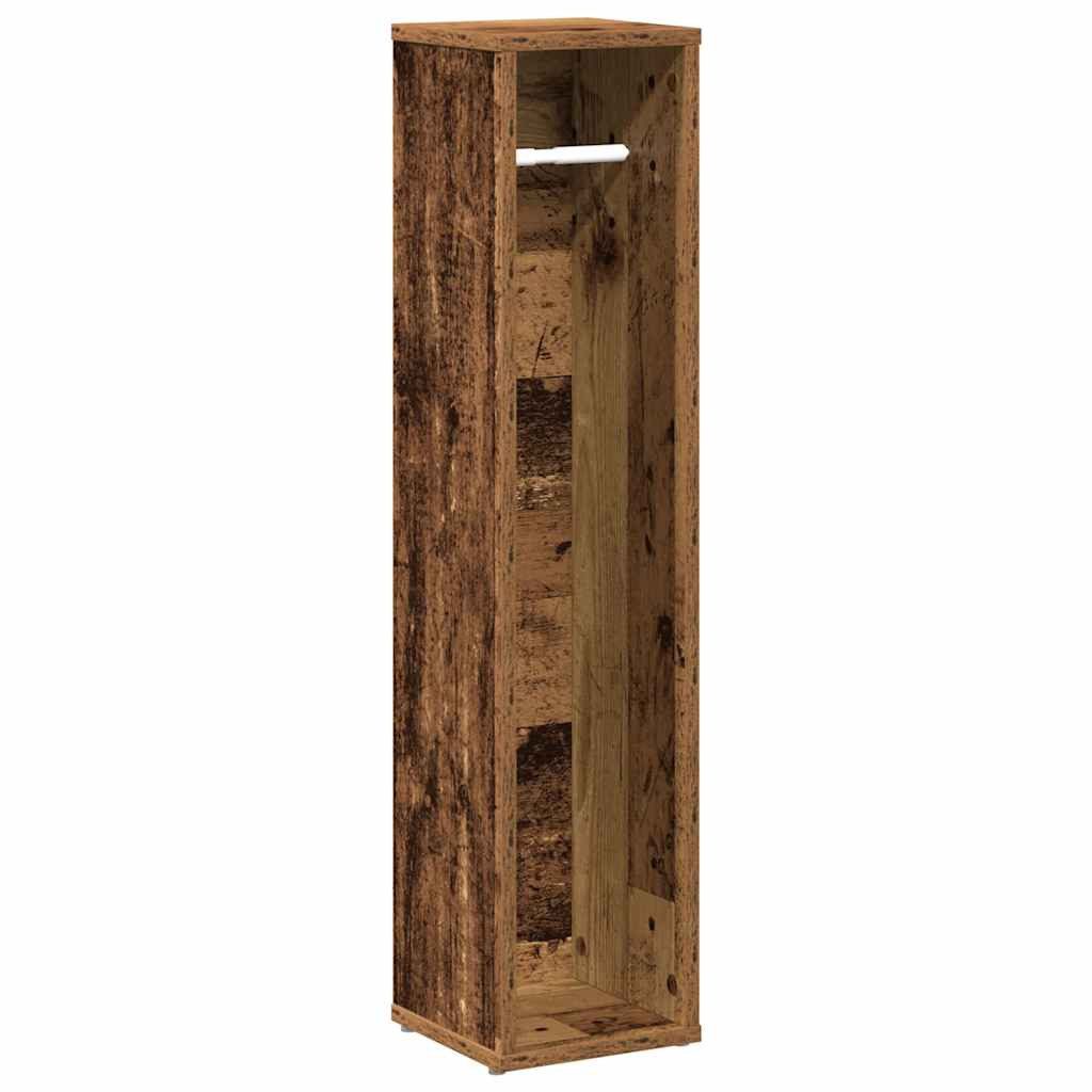 vidaXL Badezimmer-Set Badezimmerschrank mit Rollenhalter Altholz 20,5x20x90 cm, (1-St)