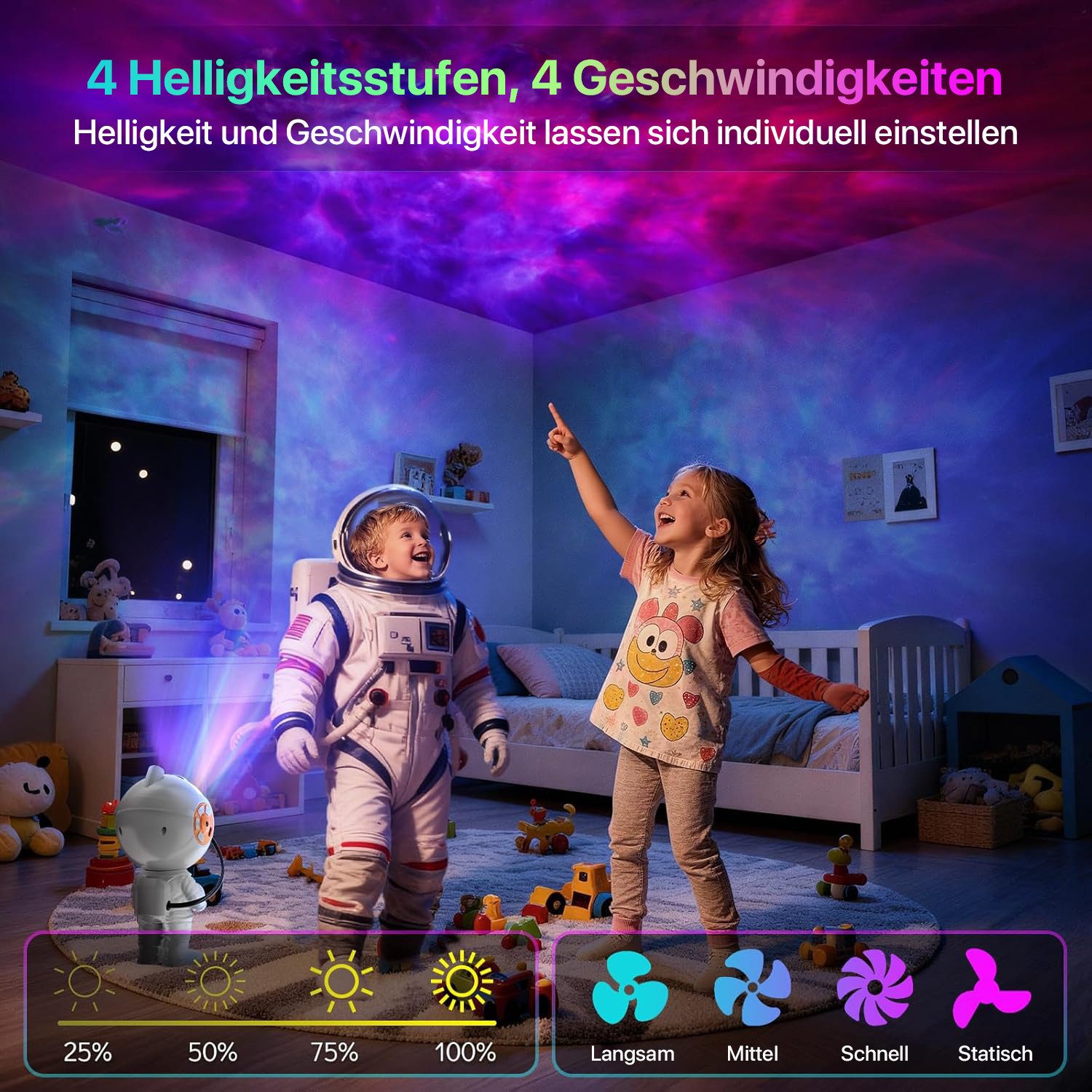 ANYSUN LED-Sternenhimmel Galaxie Sternenhimmel Astronaut Projektor, LED Sternenprojektor mit Timer, Fernbedienung, Nachtlicht für Kinder Erwachsene Party