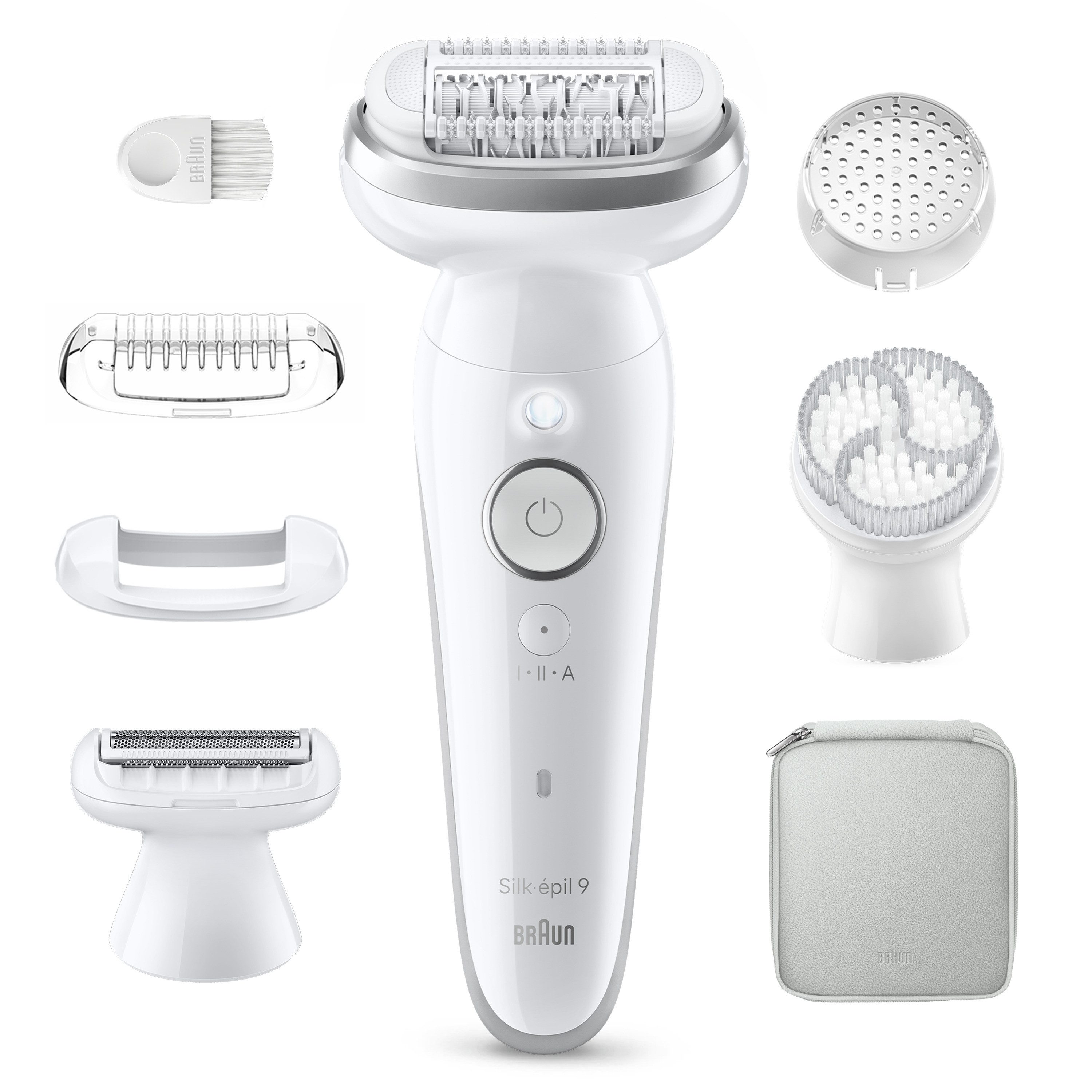 Braun Epilierer Silk-épil 9 SES9-061, Wet & Dry, Rasieraufsatz, inkl. Trimmeraufsatz und Peelingbürste