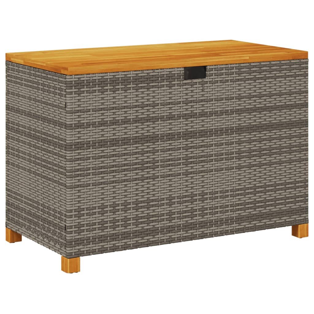 vidaXL Gartenbox Gartentruhe Grau 110x55x63 cm Poly Rattan Akazienholz