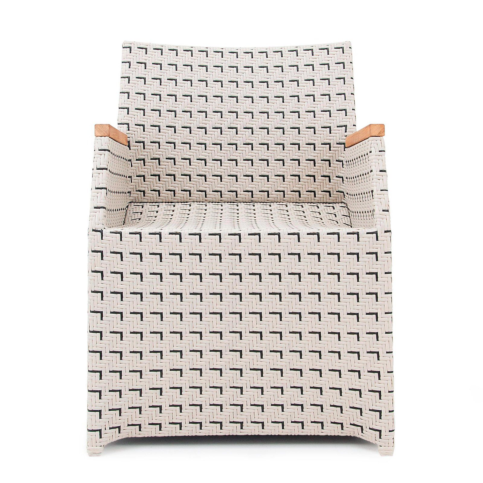 Garland Gartensessel Verona, Loungesessel Outdoor Poly Rattan Teak Holz Gartenstuhl mit Armlehne