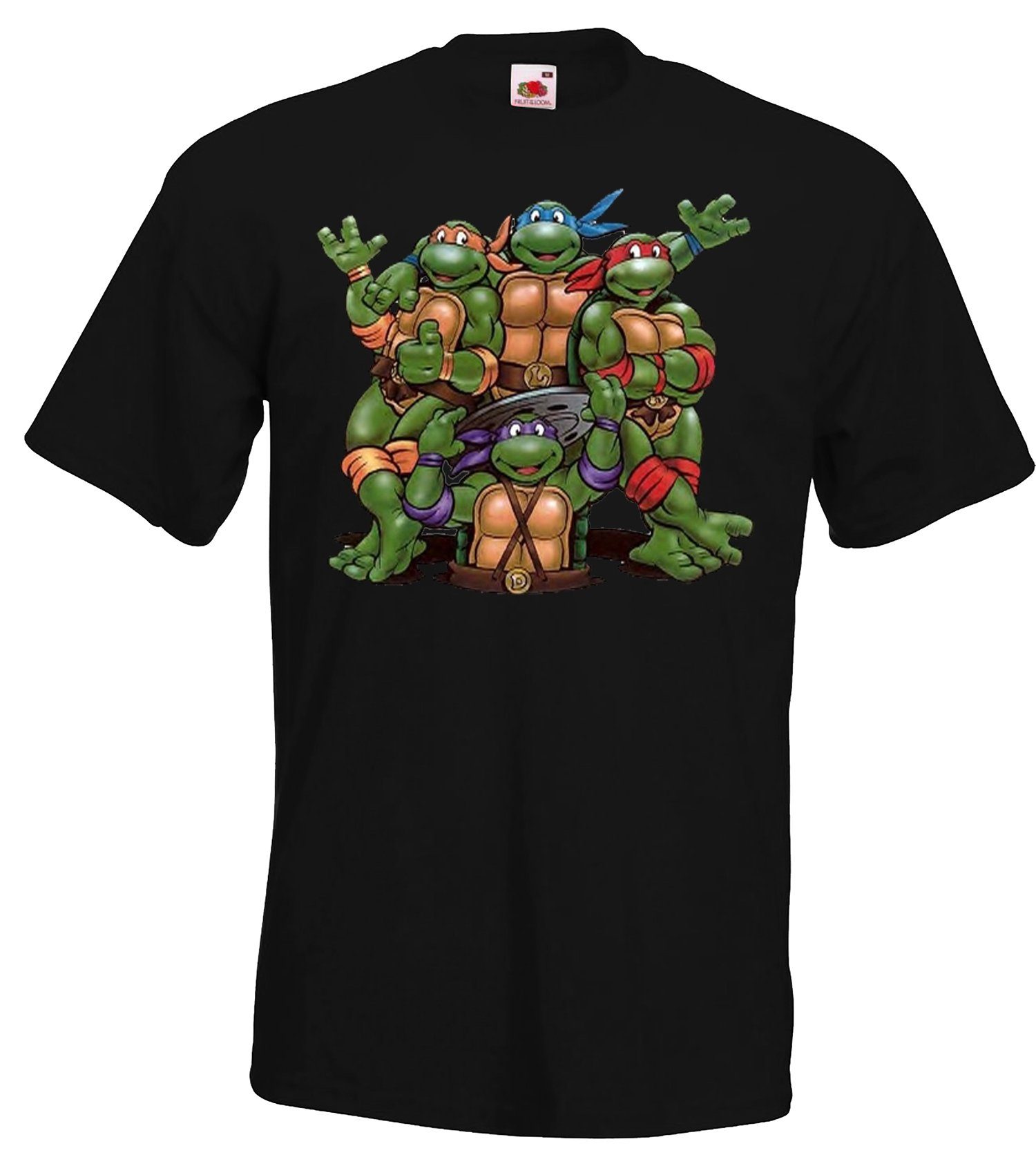 T-Shirt trendigem Frontprint Herren T-Shirt Designz Youth mit Schwarz für Turtles Bande