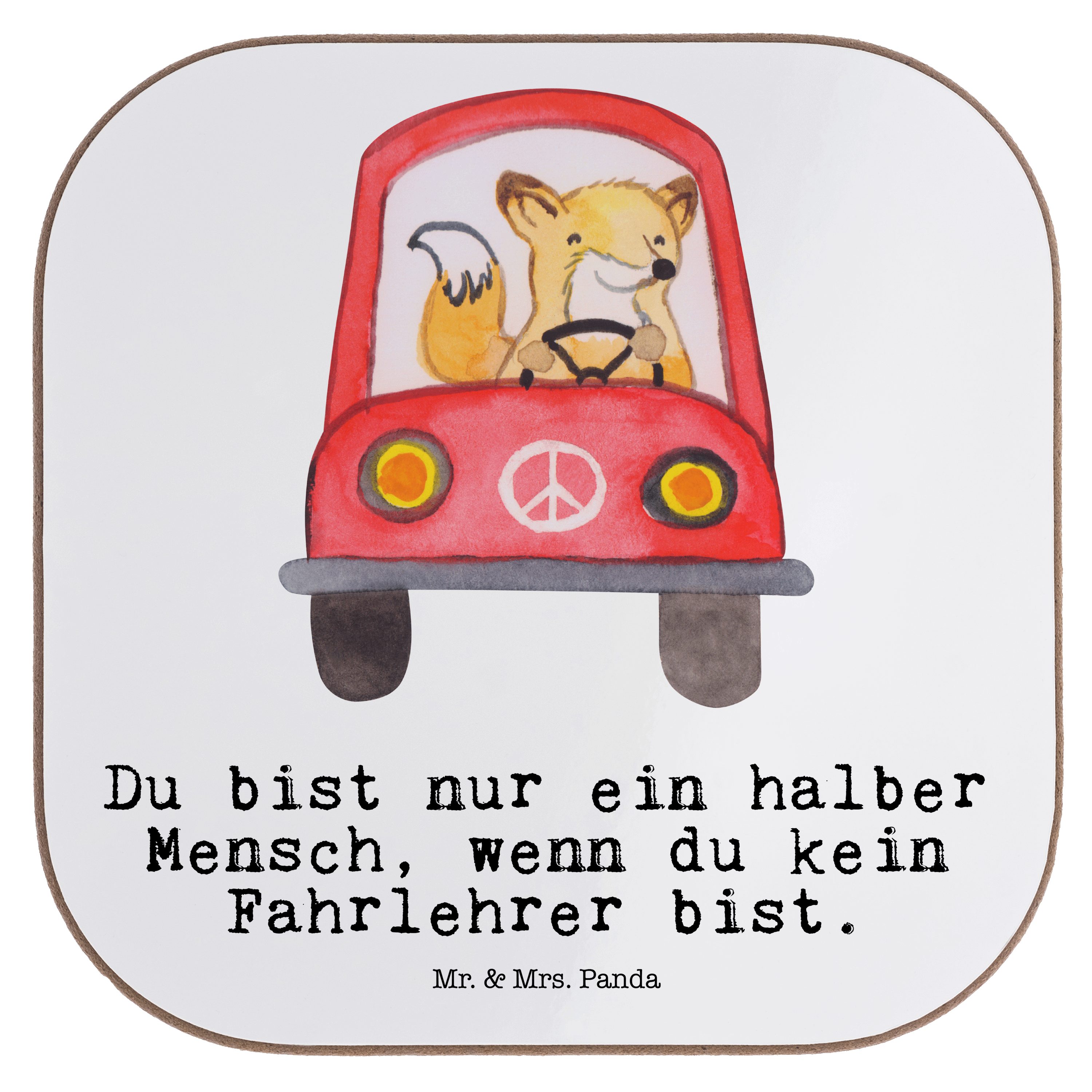 mit Herz Geschenk, Weiß Panda Getränkeuntersetzer Fahrlehrer Fahr, Mrs. Mr. & Glasuntersetzer, 1-tlg. Kollege, - -