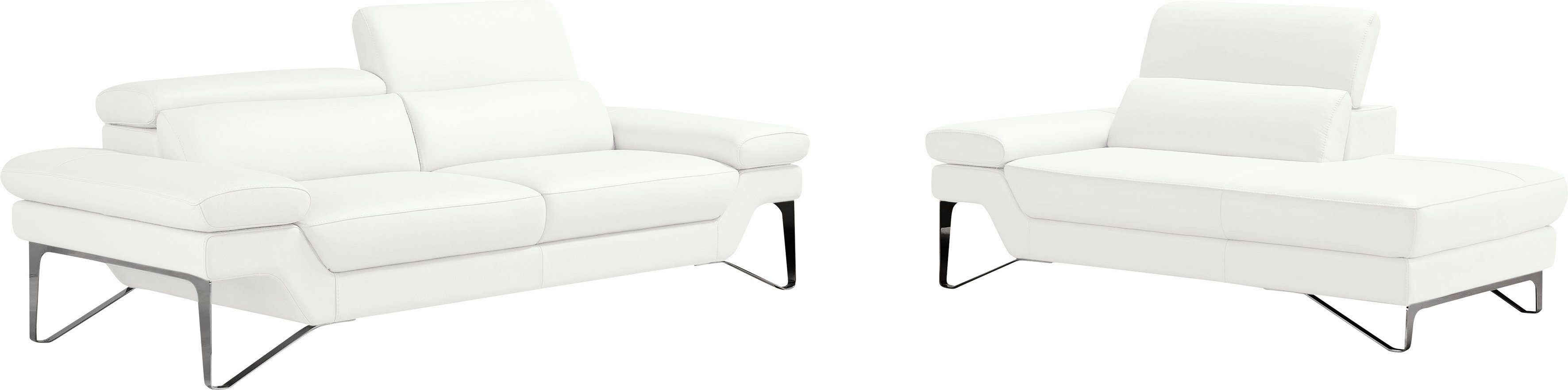 Egoitaliano Polstergarnitur Princess Design und Sitzkomfort im Einklang, bequem und hochwertig, Set aus 2,5 Sitzer und Ottomane, Kopfstützen manuell verstellbar