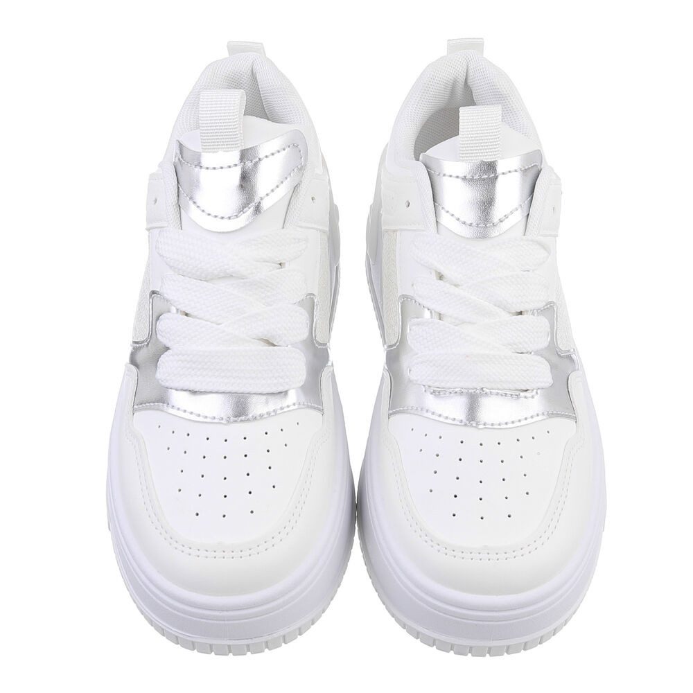 Ital-Design Damen Low-Top Freizeit Sneaker (88828454) Keilabsatz/Wedge Sneakers Low in Weiß – Bild 4 von 5