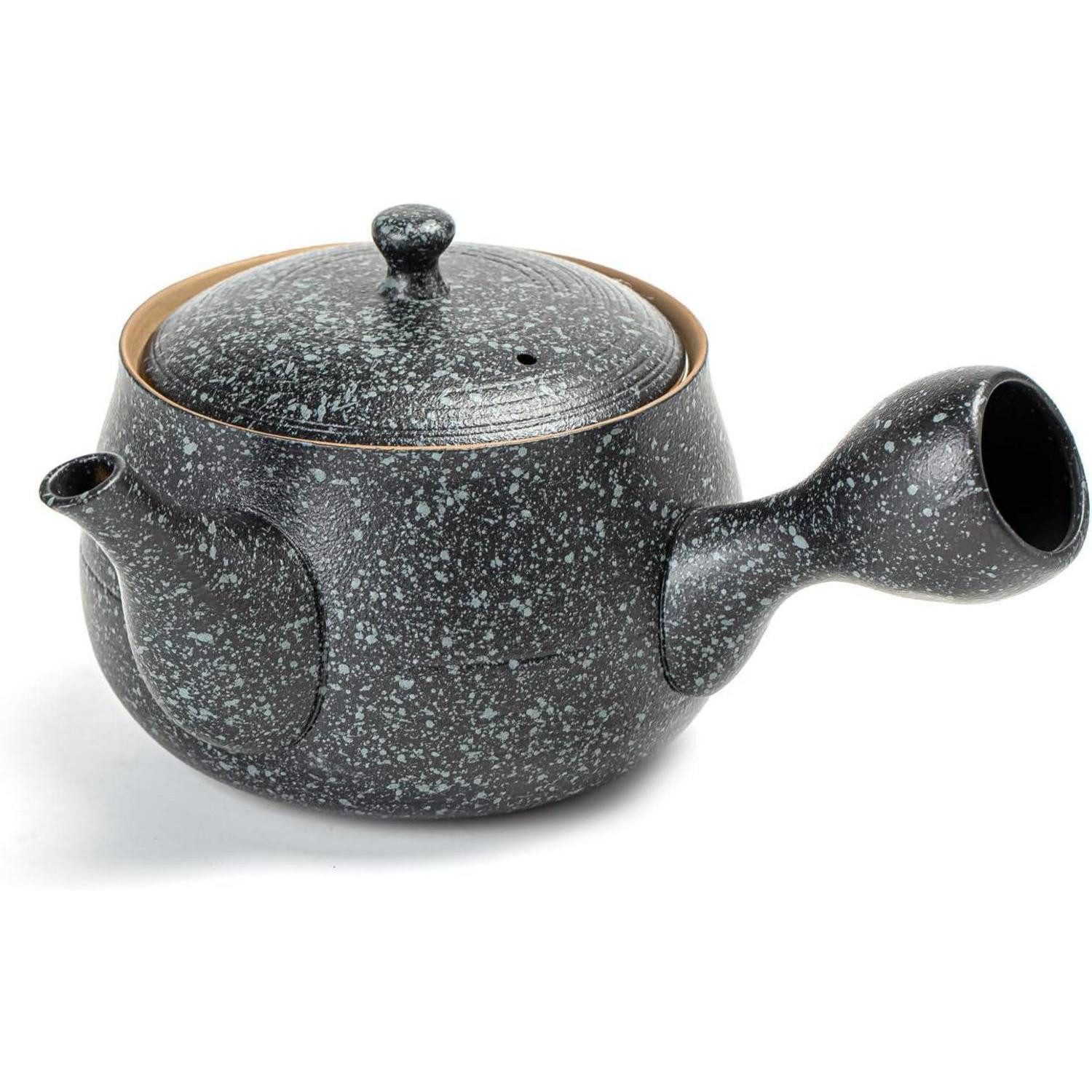 LuxusKollektion Teekanne Teekanne Keramik Kyusu Steinglasur-Kohlengrau Holzkohle-grau+