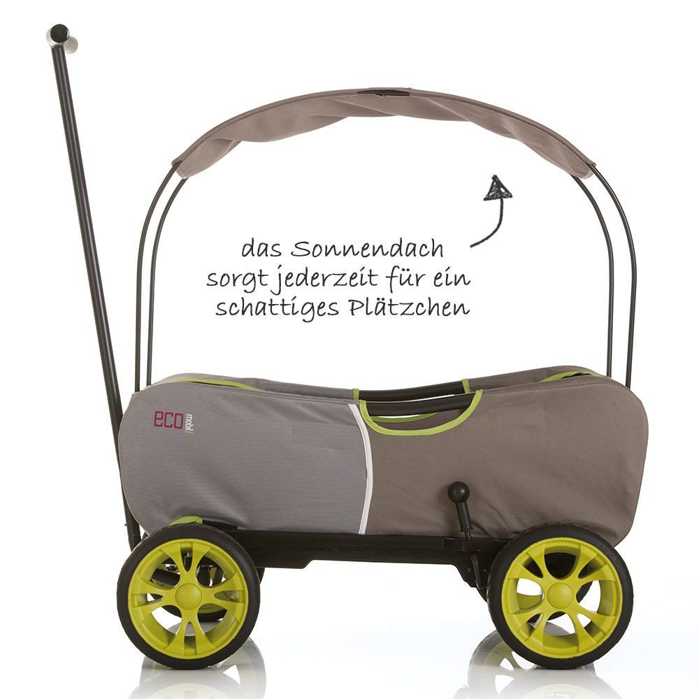 hauck TOYS FOR KIDS Bollerwagen Eco Mobil Forest Green, Transportwagen Handwagen faltbar mit Dach für 2 Kinder, bis 50 kg