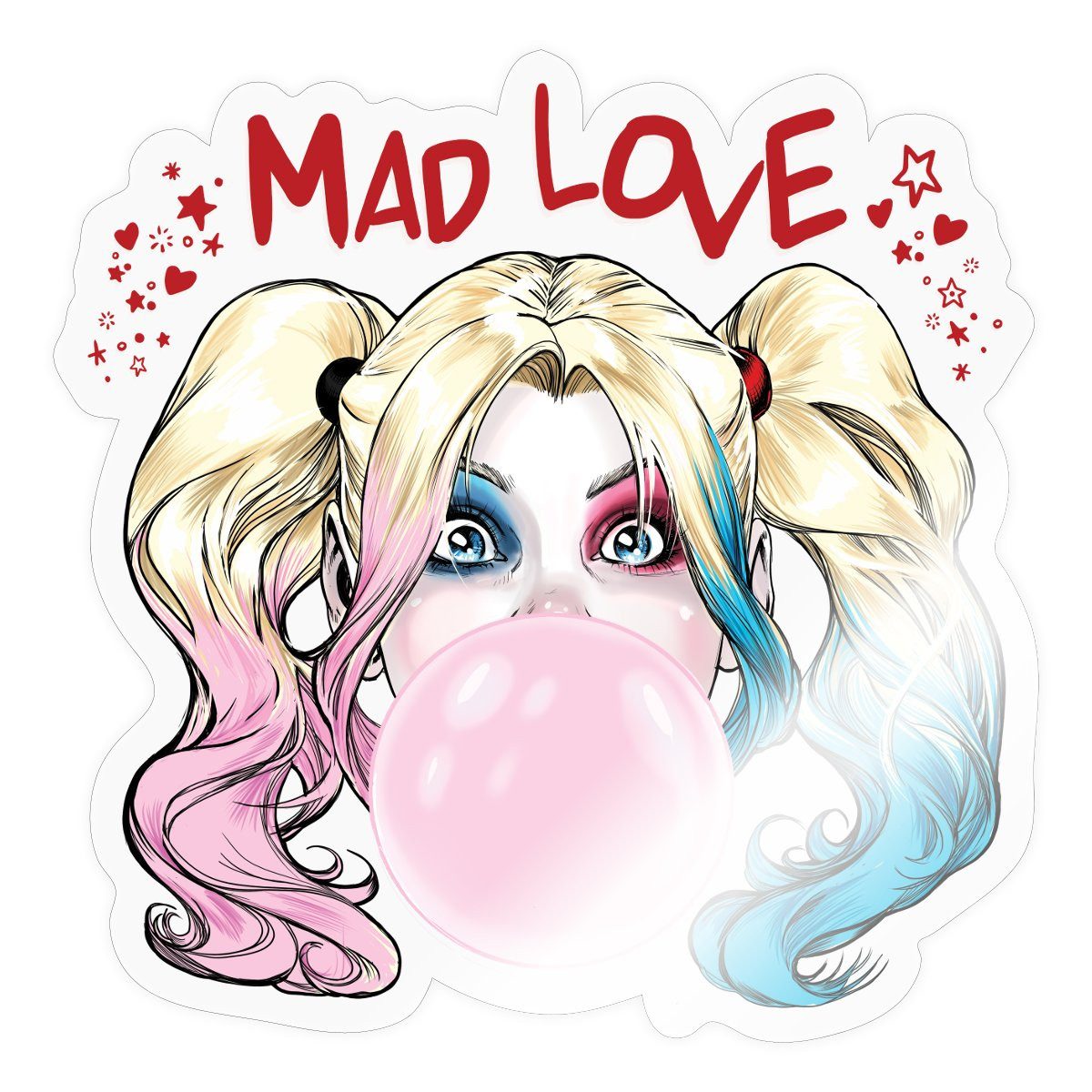 Spreadshirt Aufkleber Harley Quinn Mad Love Bubblegum Sticker Aufkleber