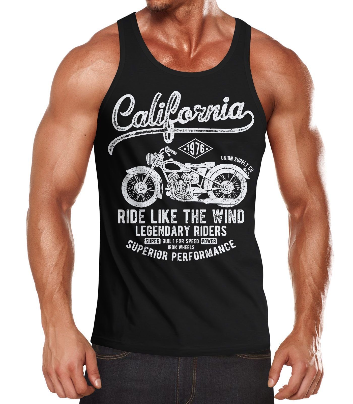 Neverless Tanktop Herren Tank-Top California Motorbike Muskelshirt Muscle Shirt mit Print