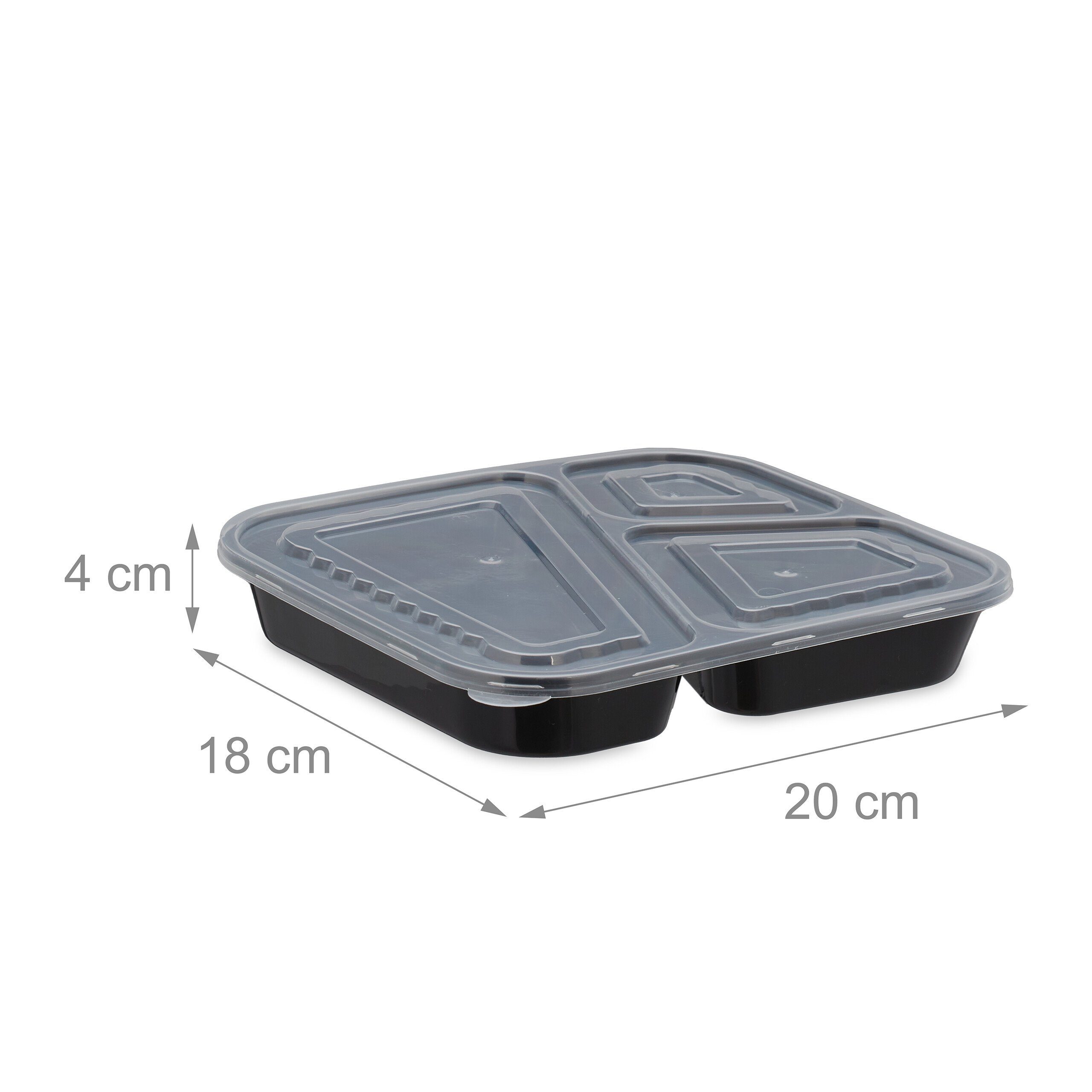 3 Meal Prep Kunststoff Fächer, Lunchbox Boxen relaxdays Set 24