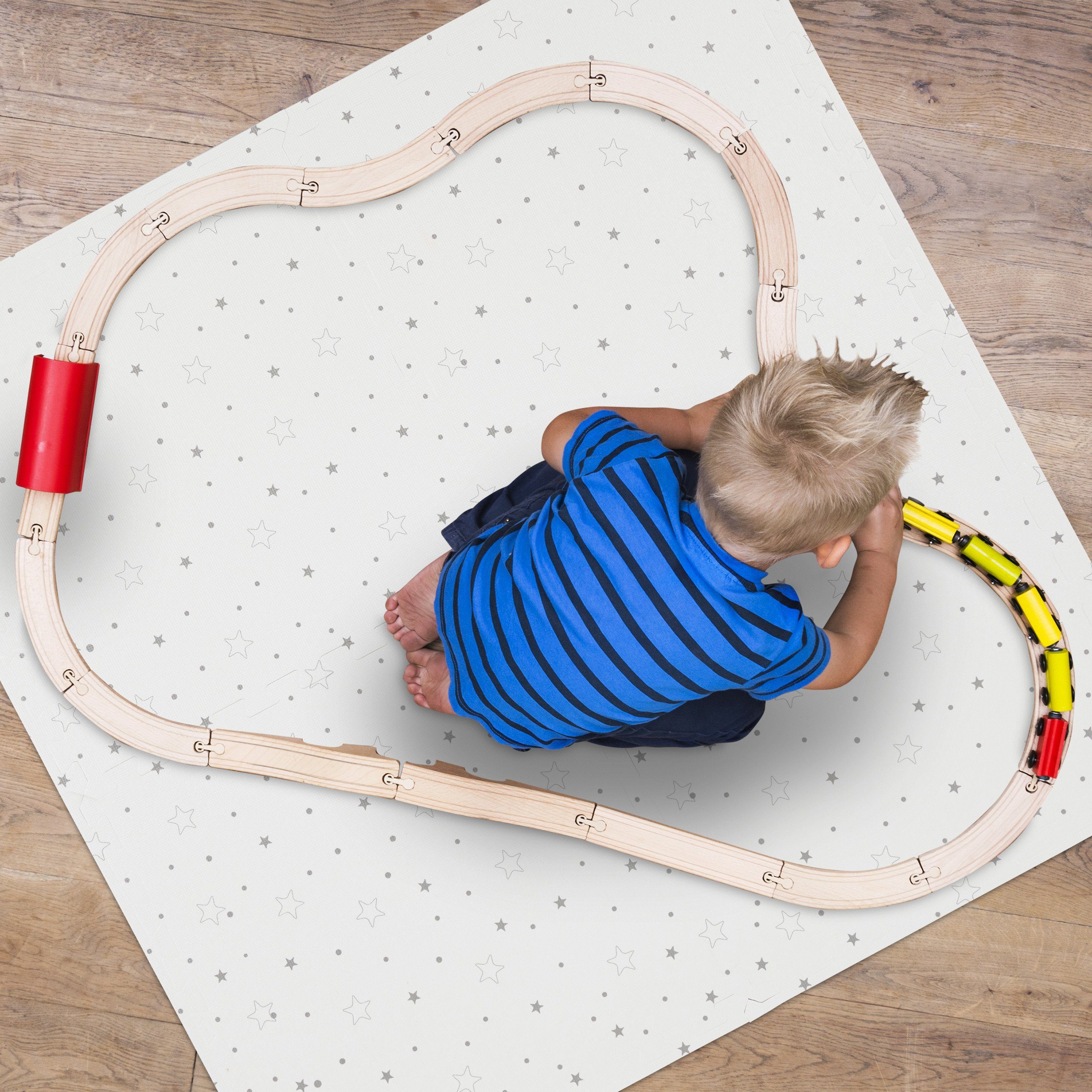 relaxdays Spielmatte 8tlg. Puzzlematte mit Sternen