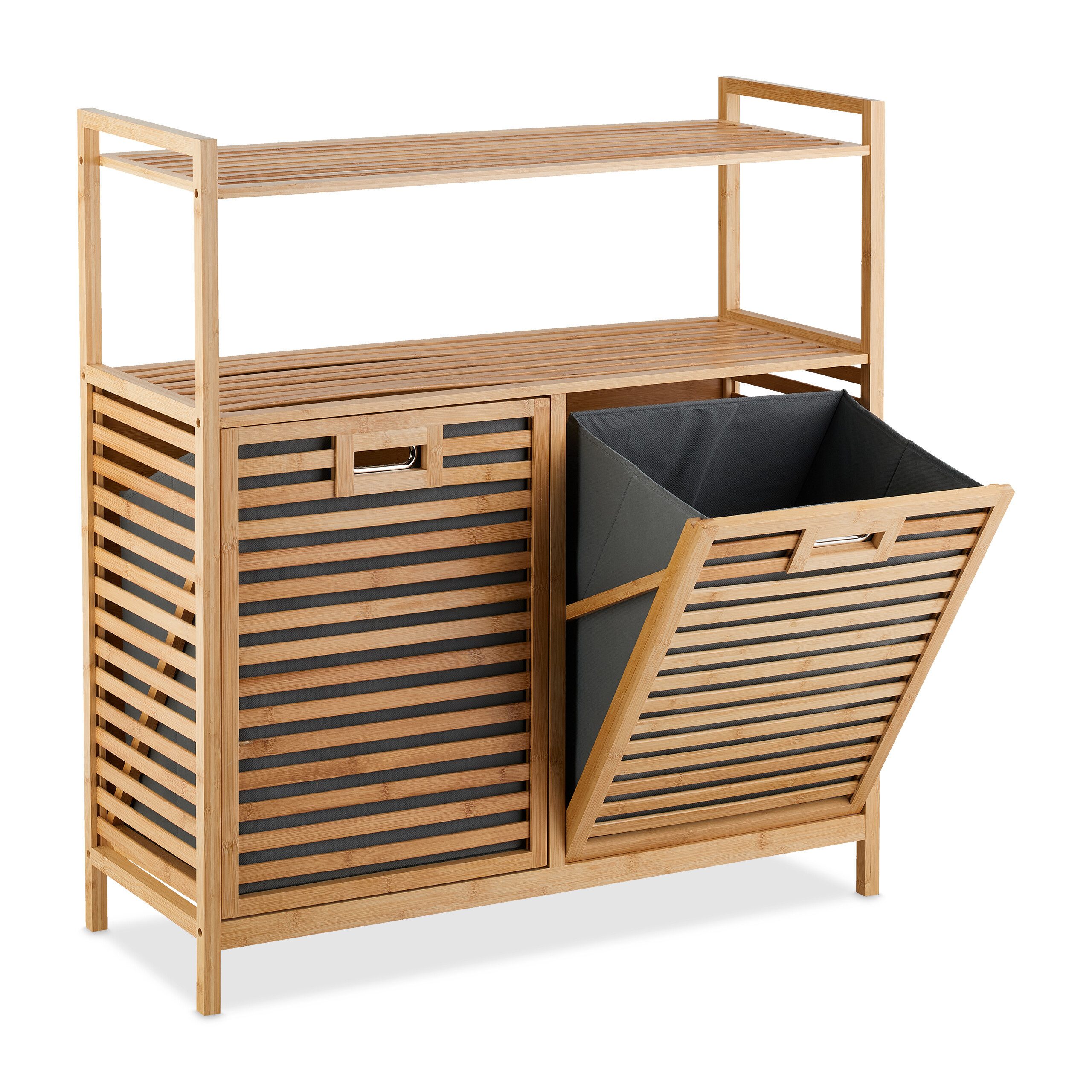 relaxdays Wäschekorb mit 2 Ablage