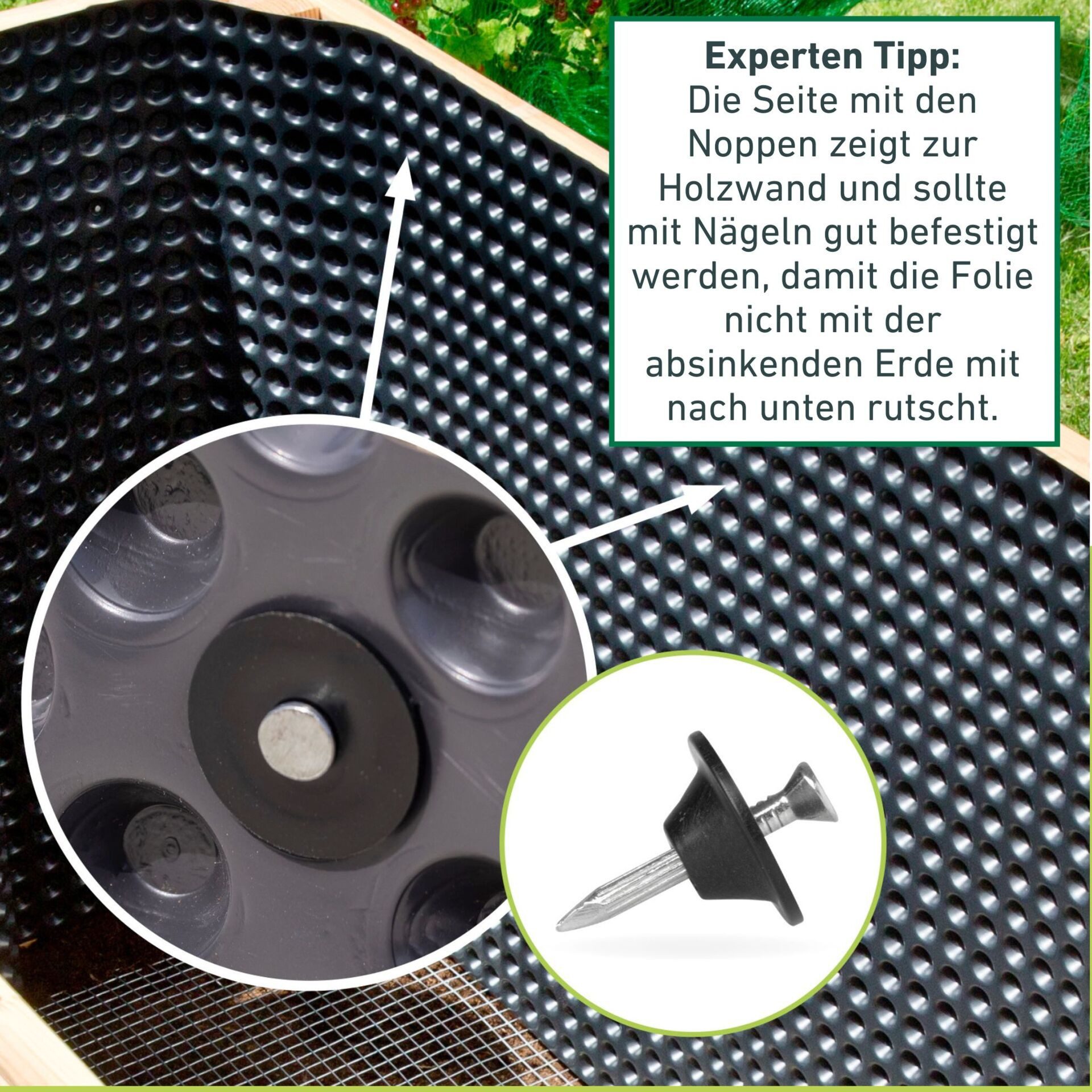 Windhager Hochbeet Befestigungsnägel für Hochbeet Noppenfolie 100 Stk. (100 St), robuste Stahl Dichtnägel für Noppenbahn 3,5 x 30 mm – Bild 3 von 5