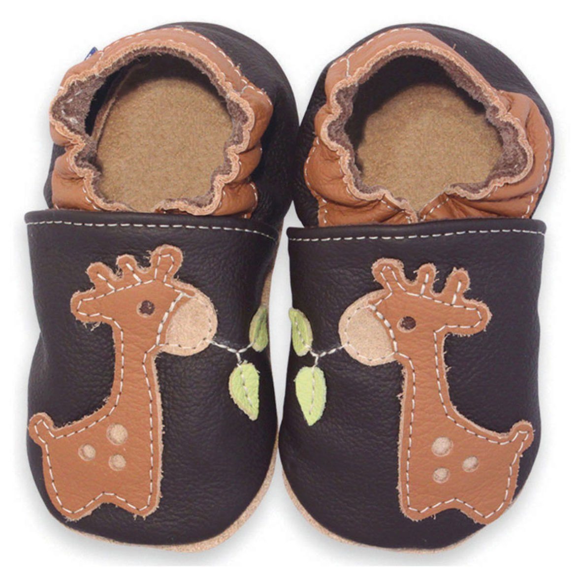 Jungs schlupfen, gegerbtes chromfrei Beck und für Krabbelschuh seitliche Mädchen geeignet) Leder, Gummieinsätze (weiches, zum Giraffe Krabbelschuh