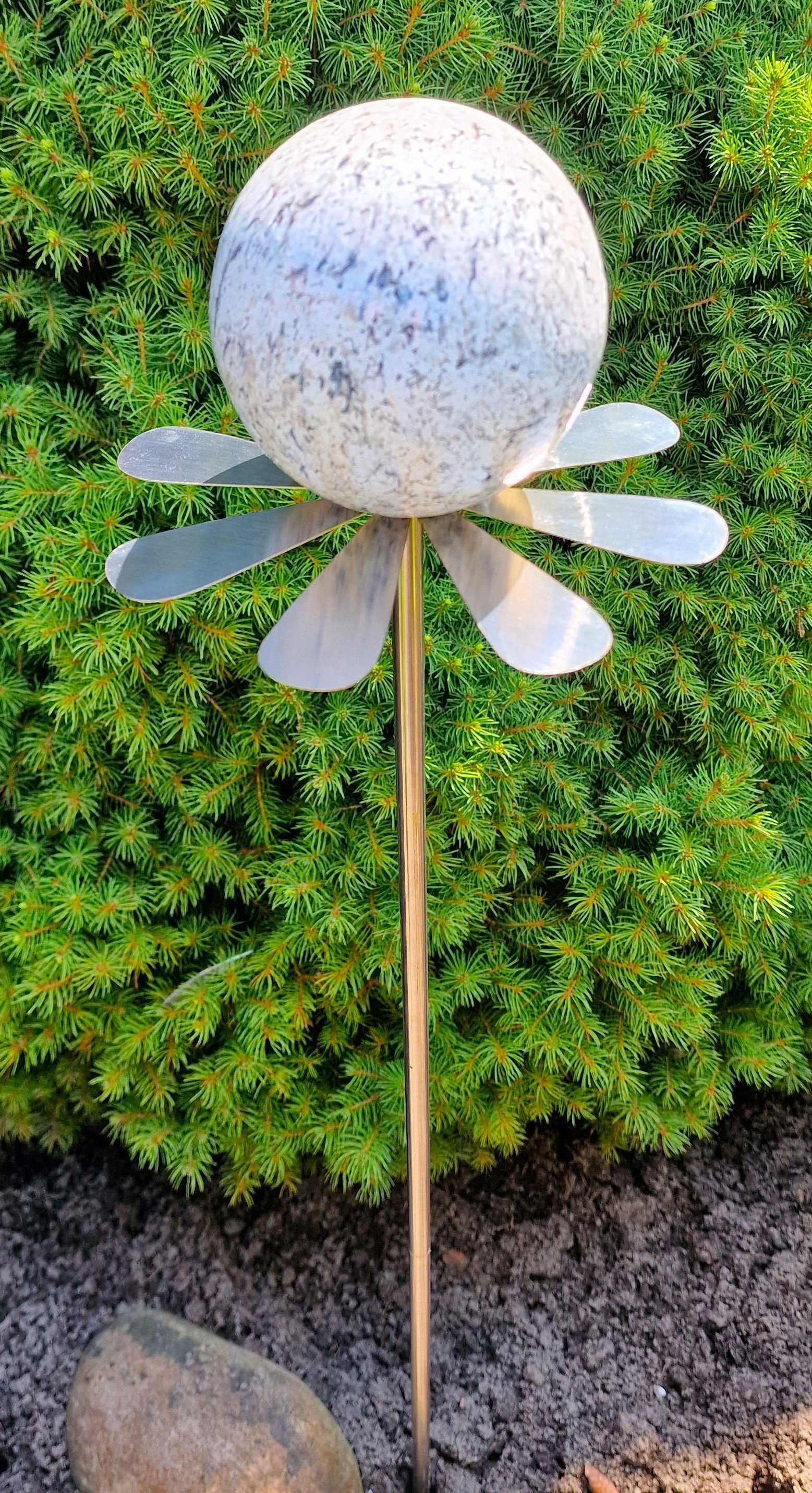 mit Blütenzauber cm weiß Garten-Ambiente Rosenkugel Edelstahl 80 Stab 10 Jürgen Rotterdam Gartenstecker cm Bocker