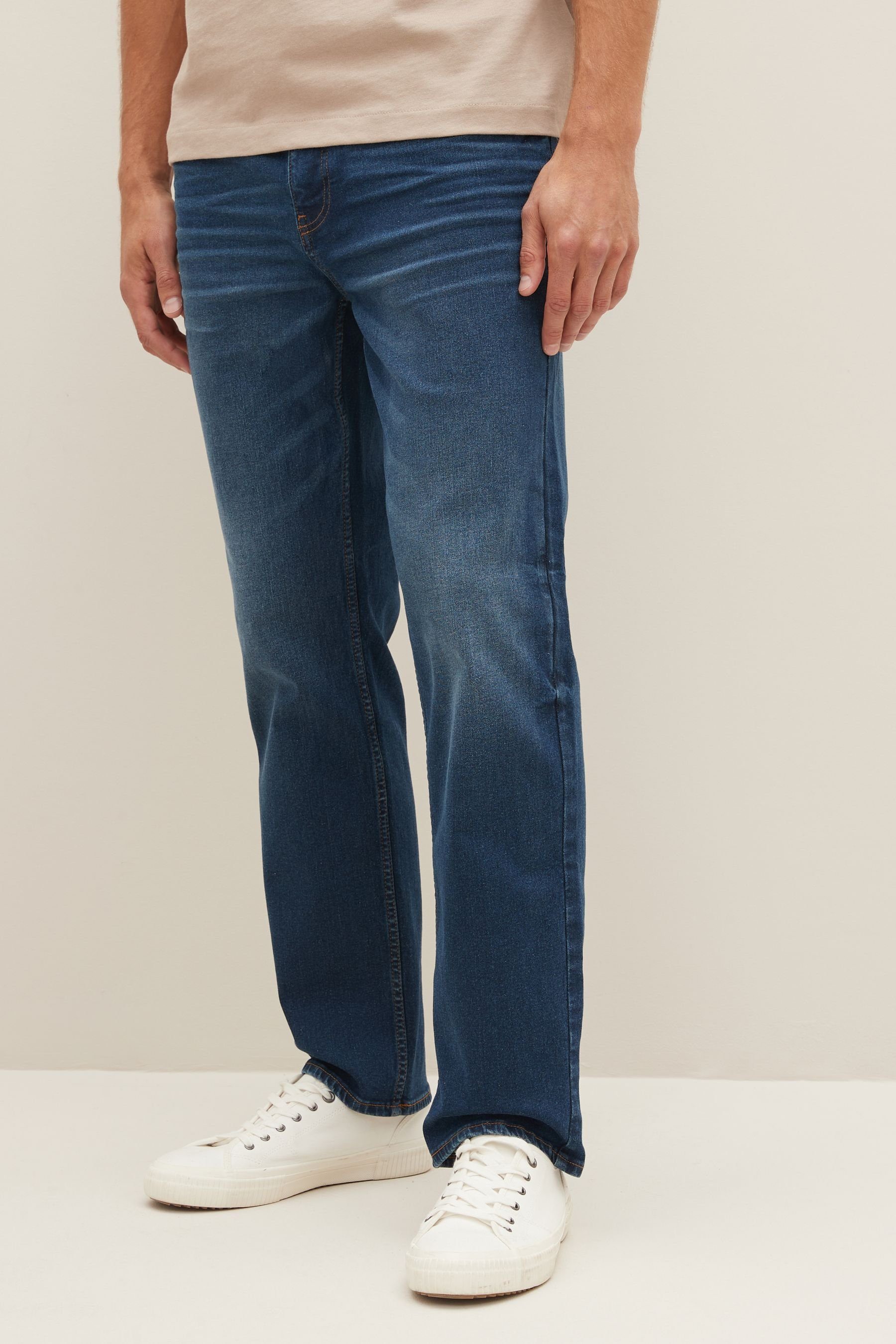 Mid 2er-Pack Next Stretch-Jeans im Straight-Jeans Blue Essential Fit (2-tlg) Straight Blue/Light