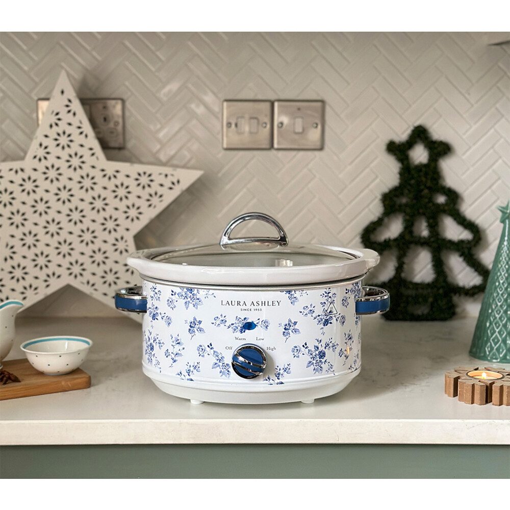 VQ Schongarer Laura Ashley Slow Cooker Schongarer 28cm für 3,5L Weiß – China Rose, 200.00 W