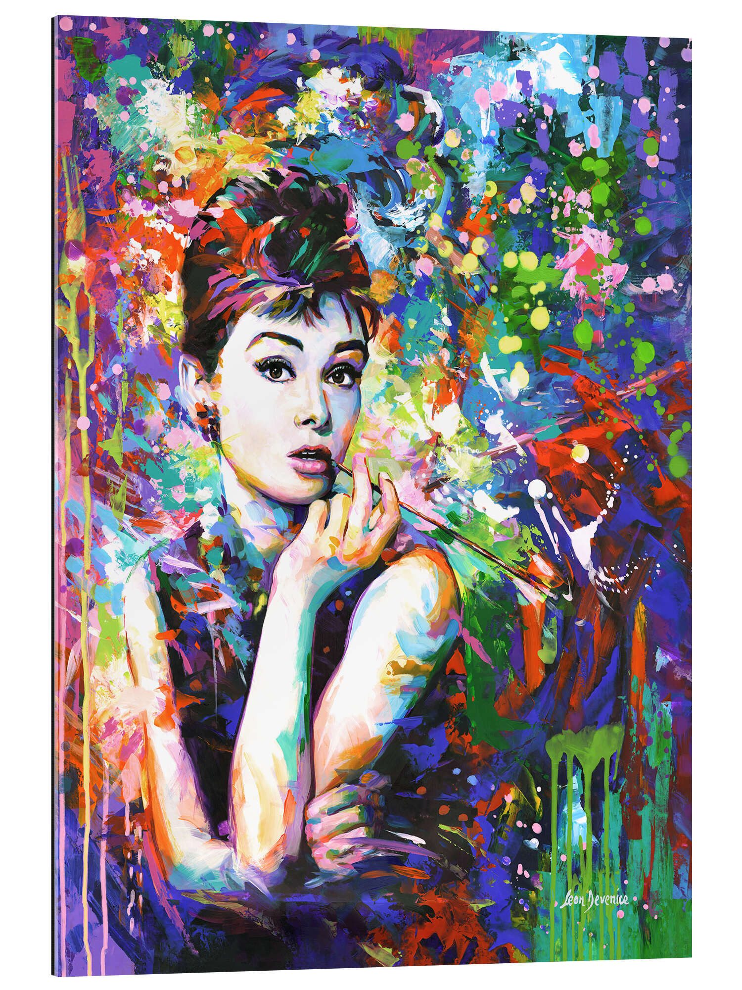 Posterlounge XXL-Wandbild Leon Devenice, Audrey Hepburn, modernes Porträt, Malerei