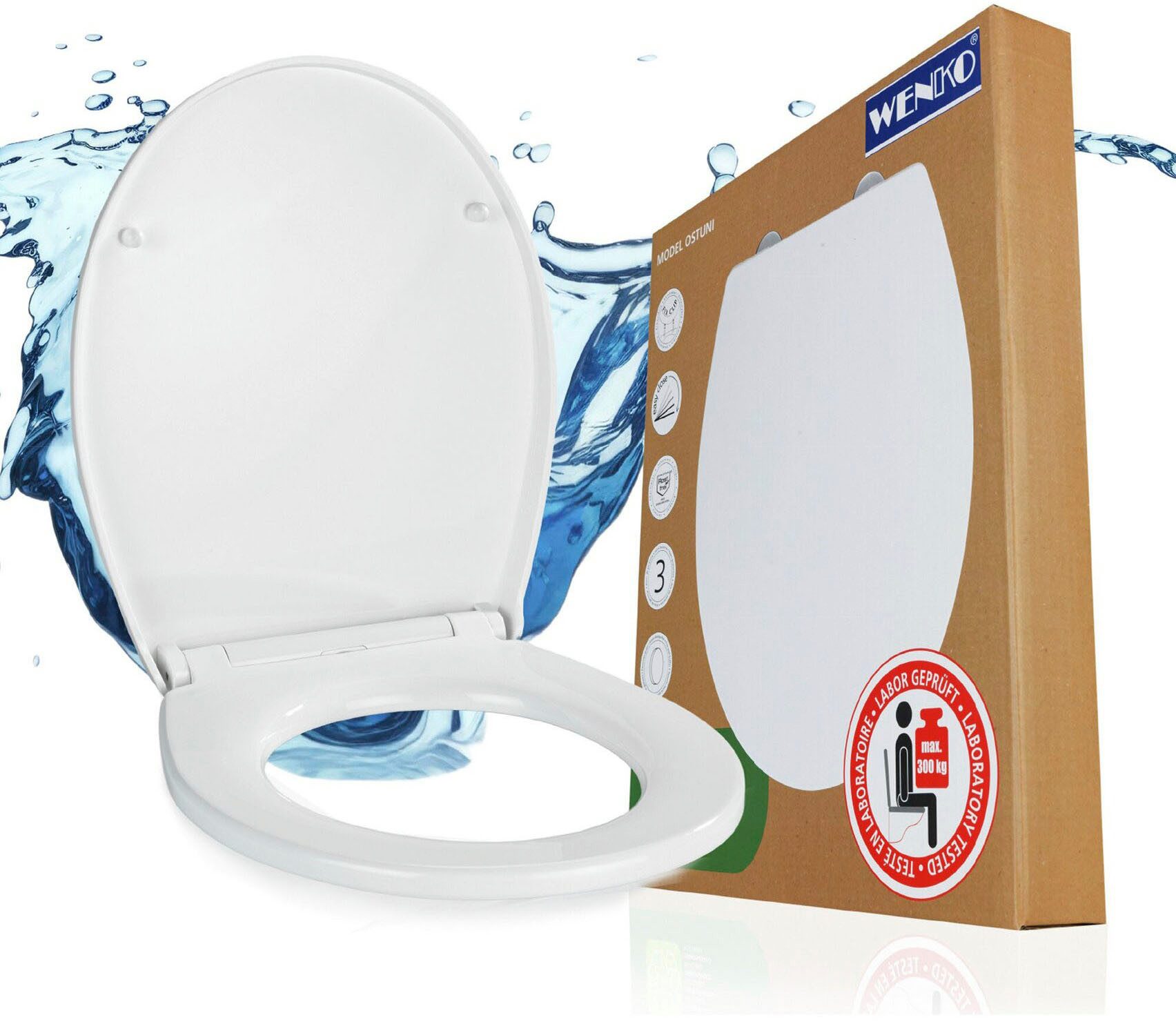 WENKO WC-Sitz Ostuni (1-St), Thermoplast, belastbar mit 300 kg, mit Absenkautomatik