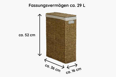 Lycce Wäschekorb Nischenwäschekorb in versch. Größen, aus Seegras geflochten, mit Stoffeinsatz, mit Deckel, handarbeit