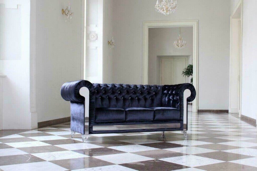 Sofagarnitur Chesterfield Sofa, Designer JVmoebel Couch Polster Sofa Glaselemente