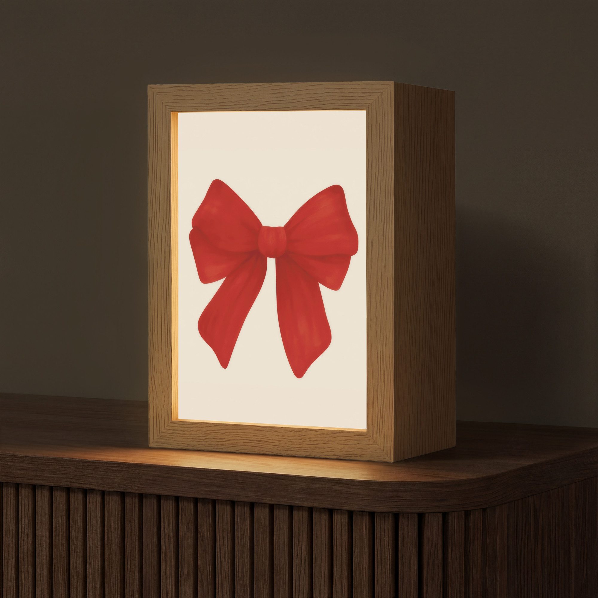 OnlyWow Tischleuchte Lightbox Fliege - Symmetrisch - Rot - Schleife, Dimmbar, Farbwechsel, LED, Warmweiß, Kaltweiß, Neutralweiß Einstellbar, Tischlampe, Schreibtischlampe, Desk, Dimmbar, mit Kabel, LED