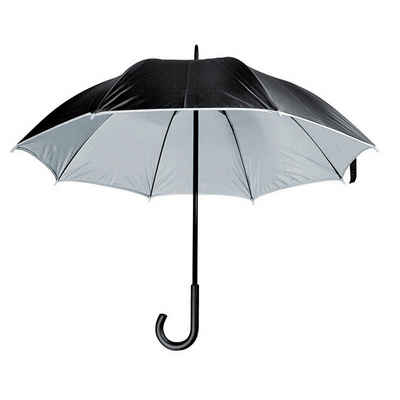 Livepac Office Stockregenschirm Luxuriöser Regenschirm / mit doppelter Bespannung / Farbe: schwarz-sil