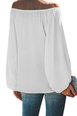 ZWY Trachtenbluse Damen schulterfreies Top Bluse,Rüschen lässige, lockere Hemden