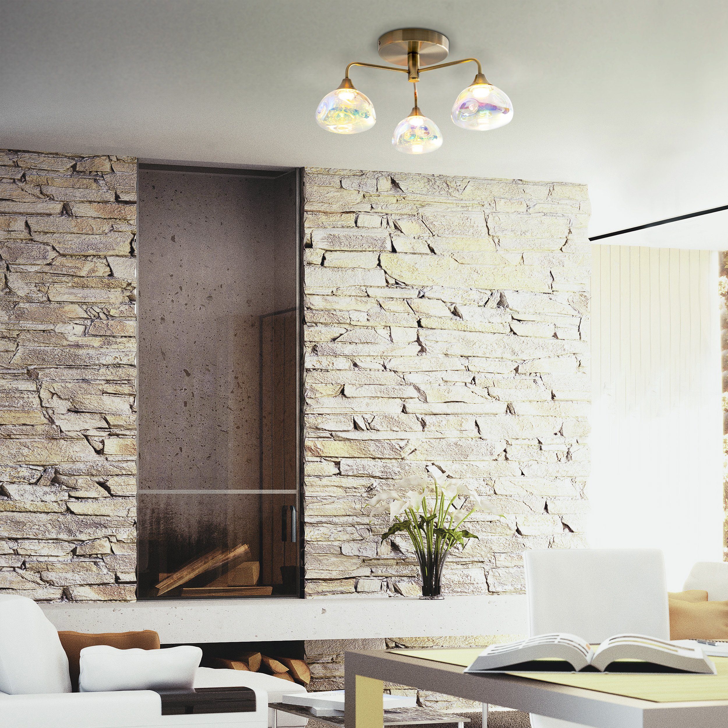 näve LED Deckenleuchte Varna, LED fest integriert, Warmweiß, 3 flg. irisier günstig online kaufen