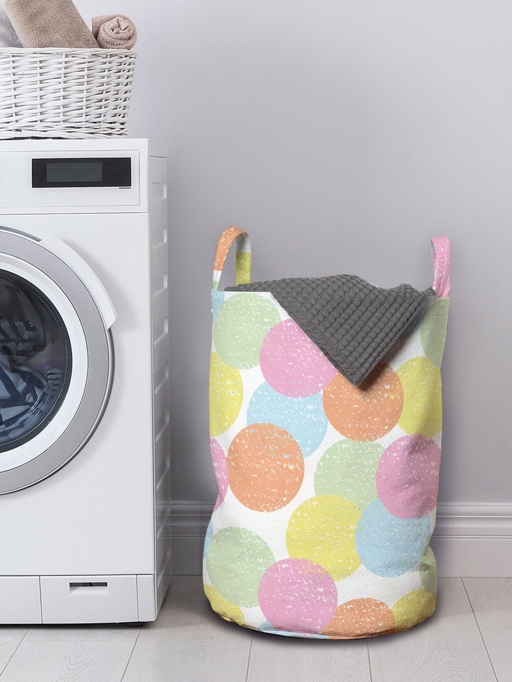 Abakuhaus Wäschesäckchen Pastellkreismotive Waschsalons, Kordelzugverschluss für Wäschekorb Griffen mit Geometrisch