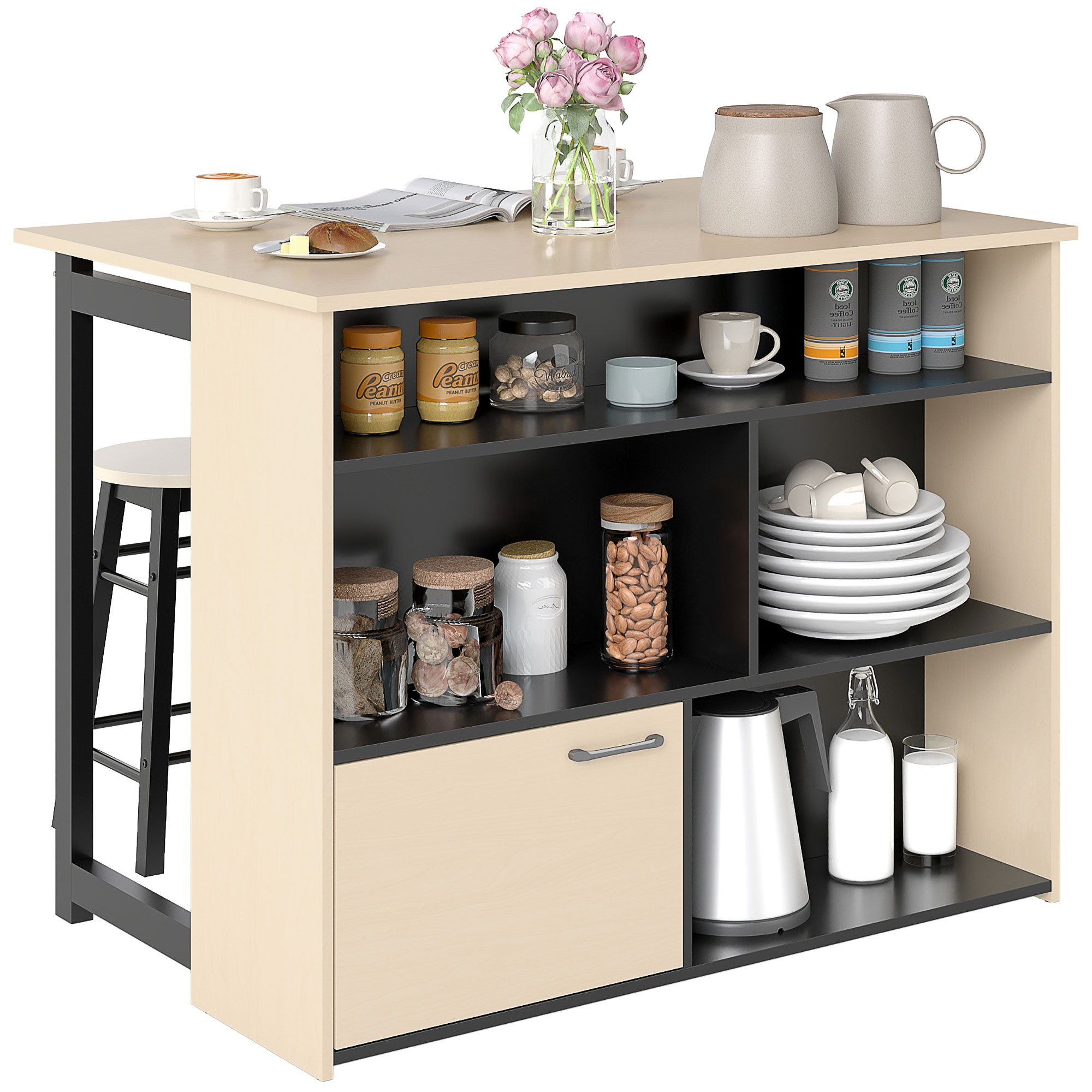 HOMCOM Bargruppe Bartisch mit Barhocker Set, günstig online kaufen