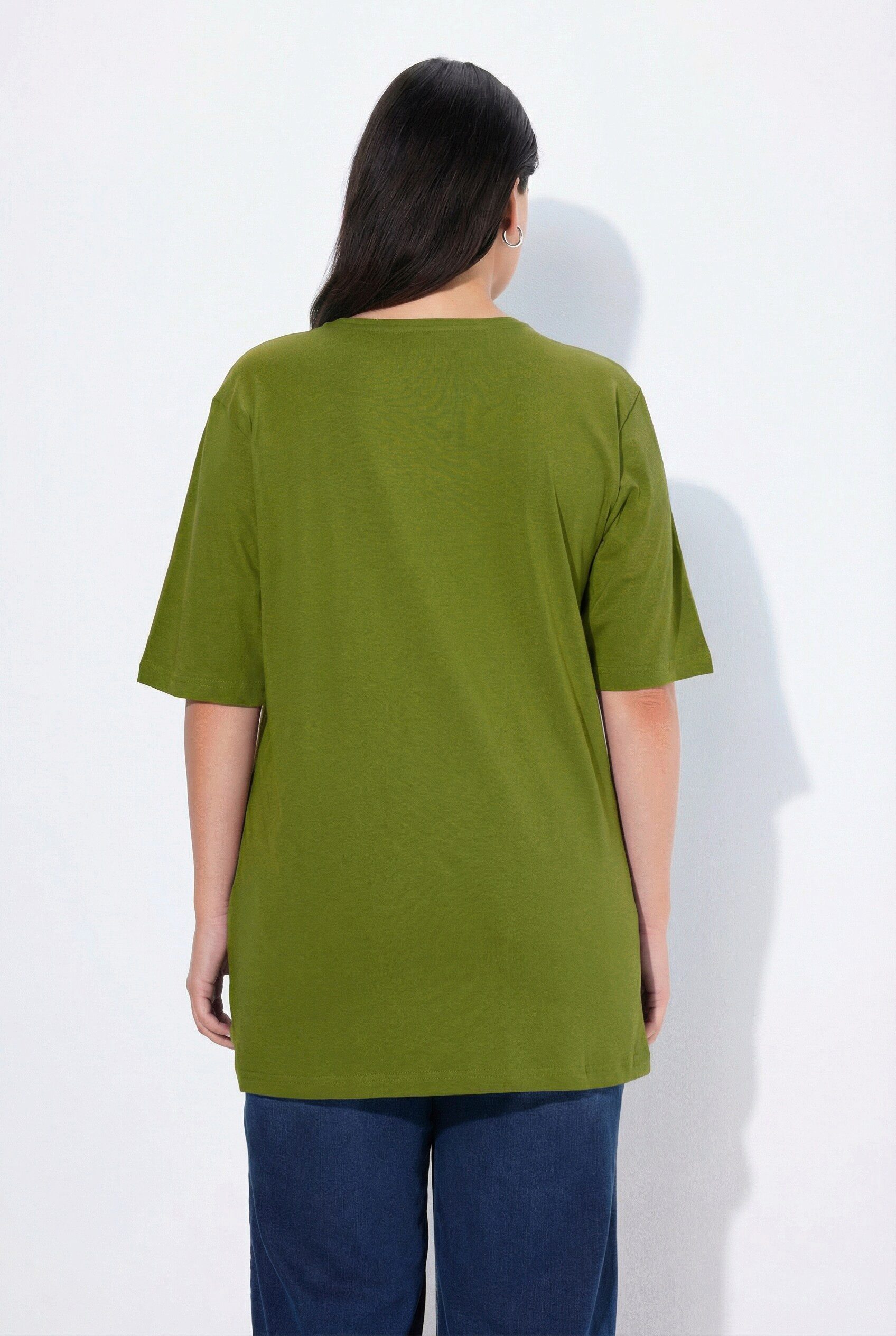Ulla Popken T-Shirt T-Shirt V-Ausschnitt Relaxed Halbarm
