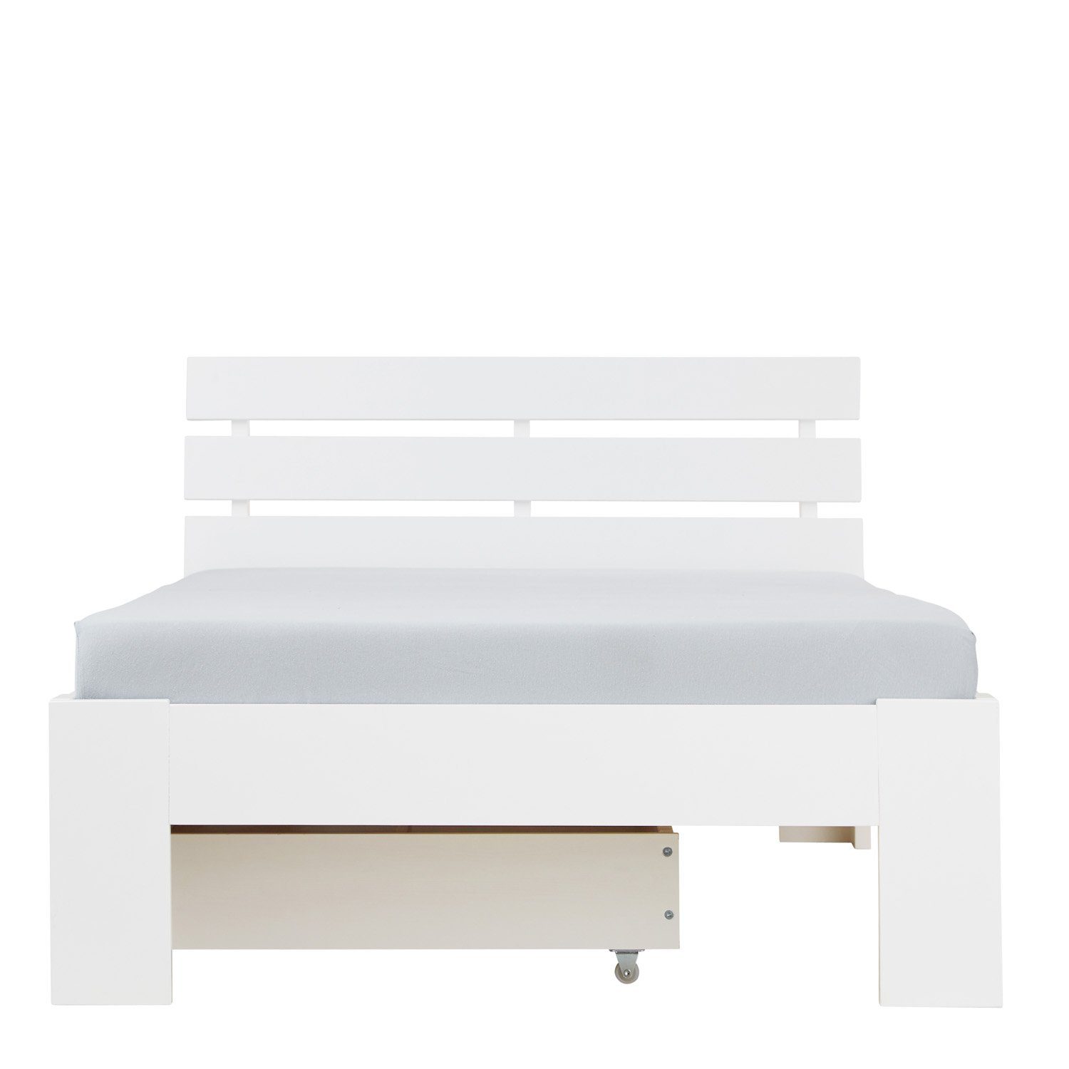 Homestyle4u mit Einzelbett 90x200 Bettkasten Weiß Holzbett Lattenrost