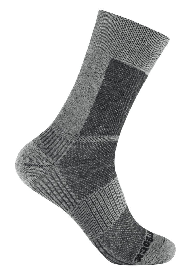 Wrightsock Wandersocken Crew Merino Coolmesh II (dünn, Merinowolle) grau - 1 Paar