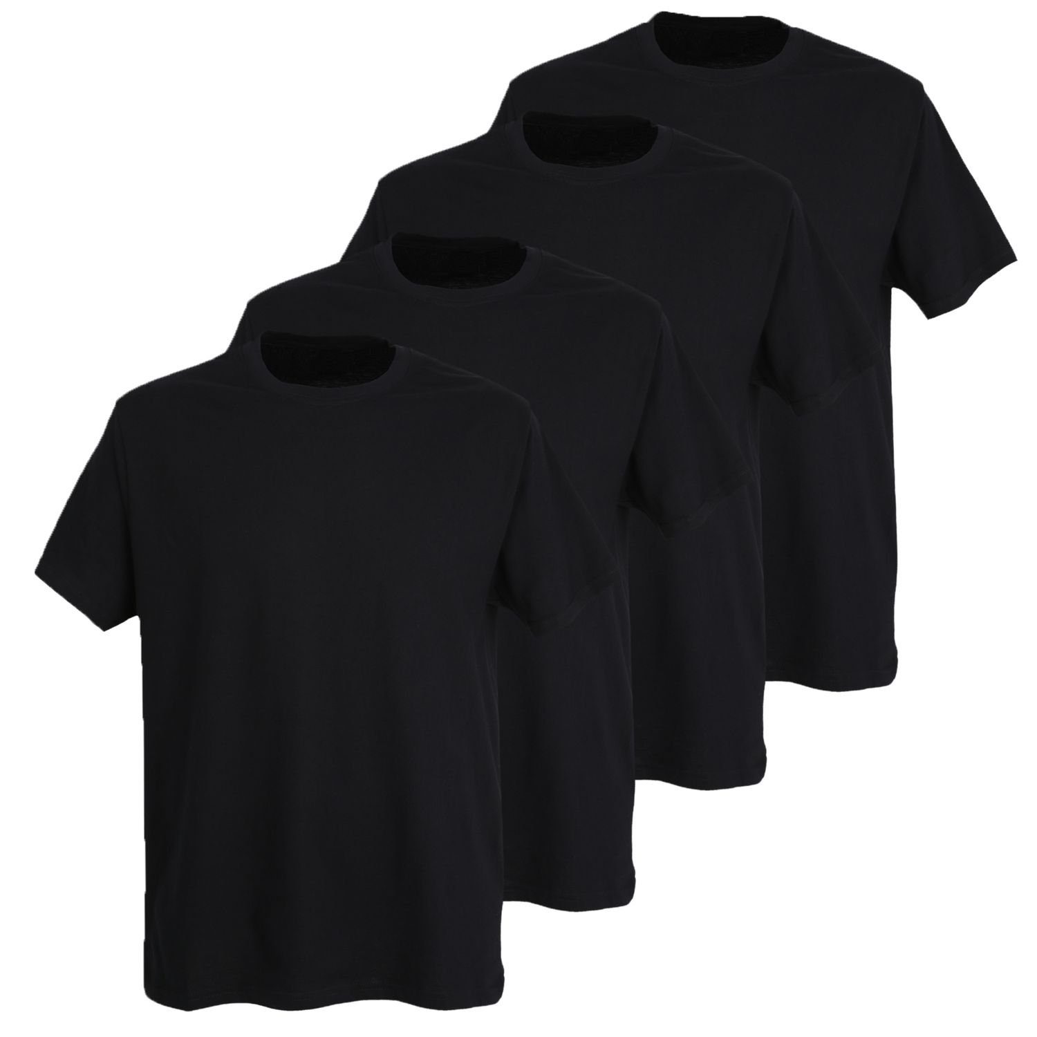 T-Shirt mit Rundhals-Ausschnitt, (4-tlg) California Premium-Qualität GÖTZBURG Schwarz