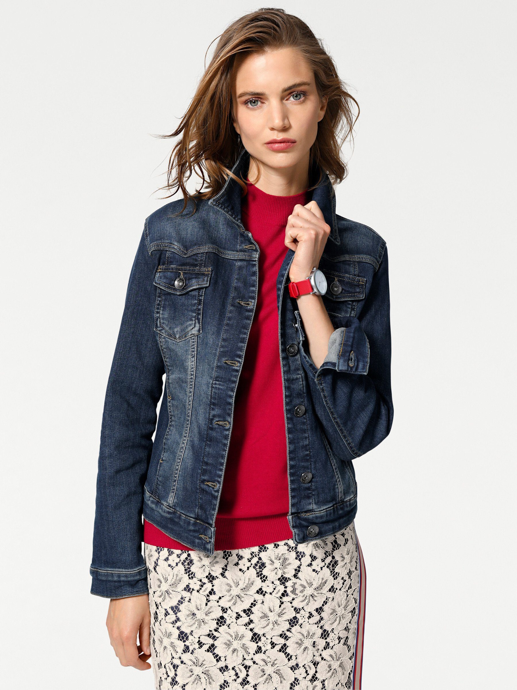 heine Blusenblazer Jeans-Jacke Langarm
