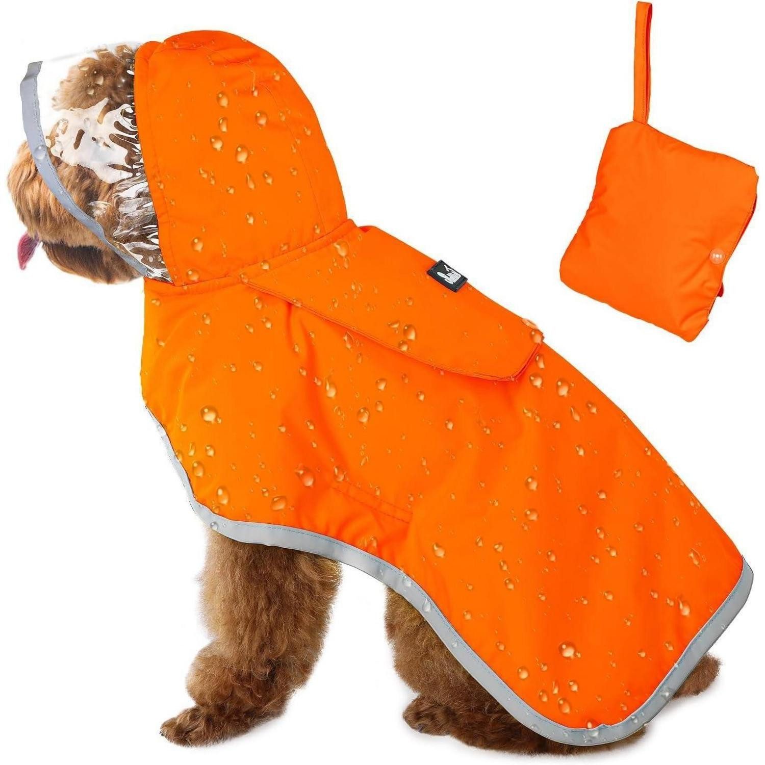 LuxusKollektion Hunderegenmantel Hunderegenmantel wasserdicht Kapuze Reflexstreifen XXXL Orange
