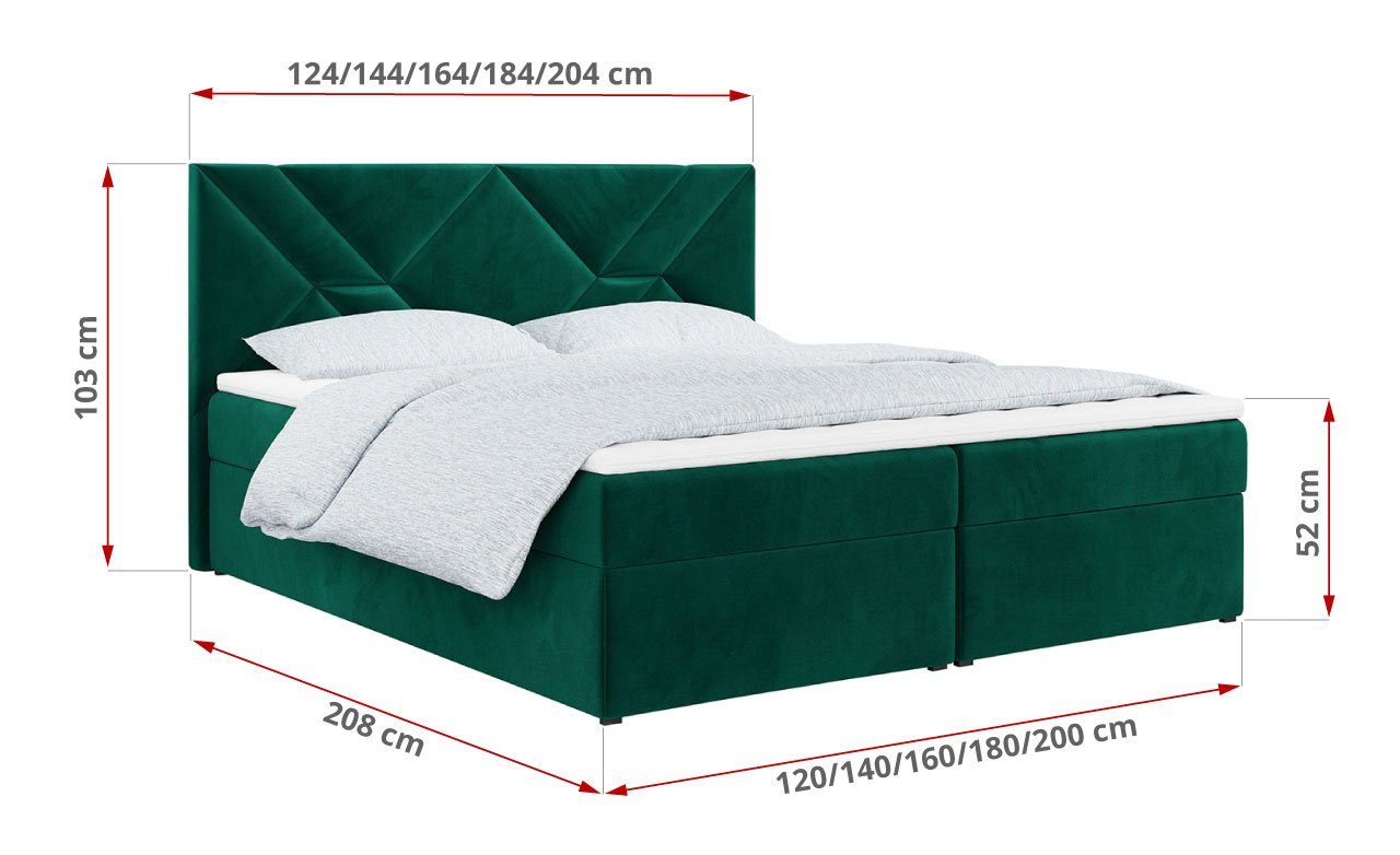 MKS MÖBEL 6, STELLE Boxspringbett Multipocket-Matratze Doppelbett