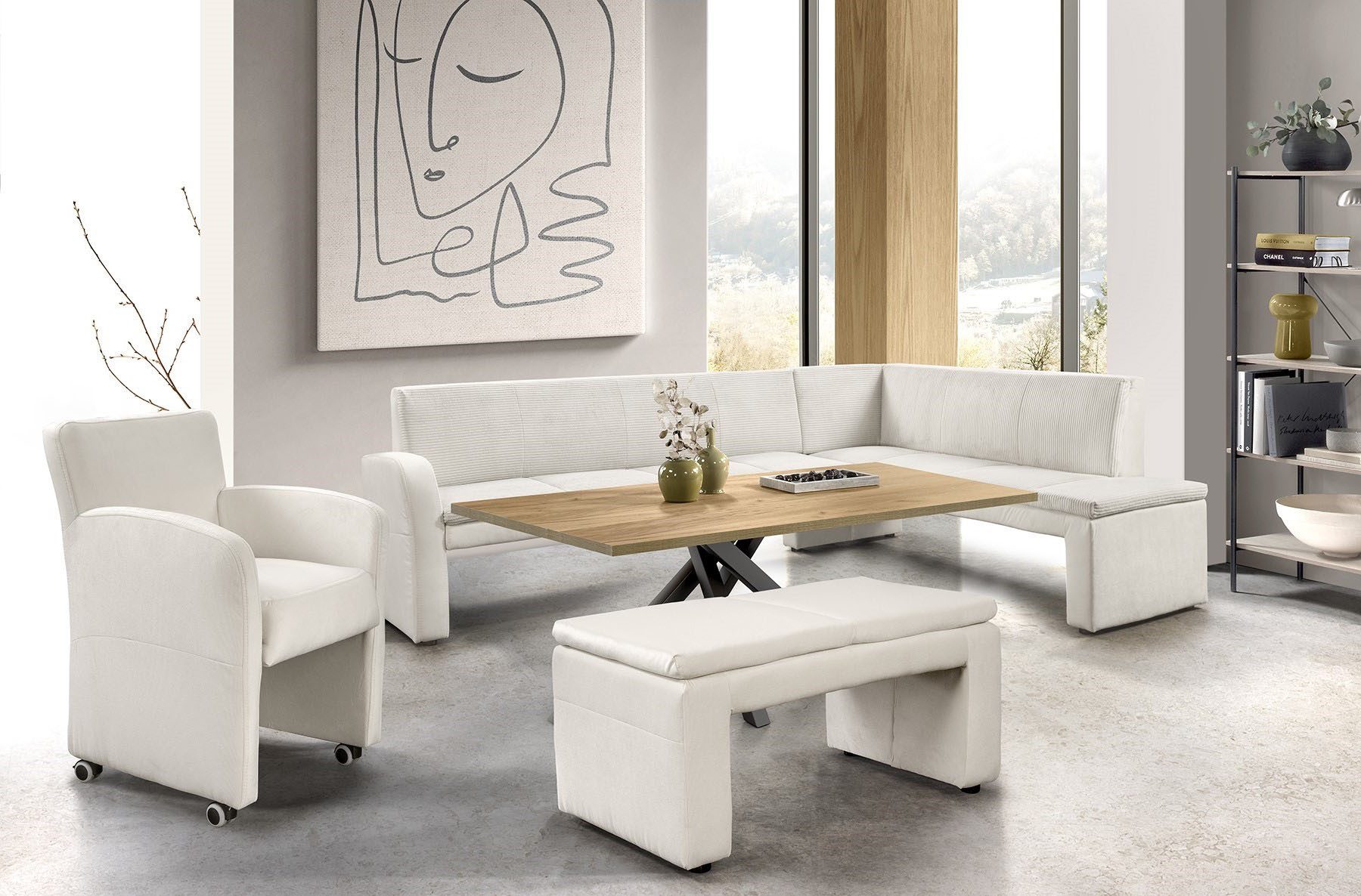 exxpo - sofa fashion Eckbank Cortado, elegant und modern mit hohem Sitzkomfort, hohe Bodenfreiheit, schöne Detailverarbeitung