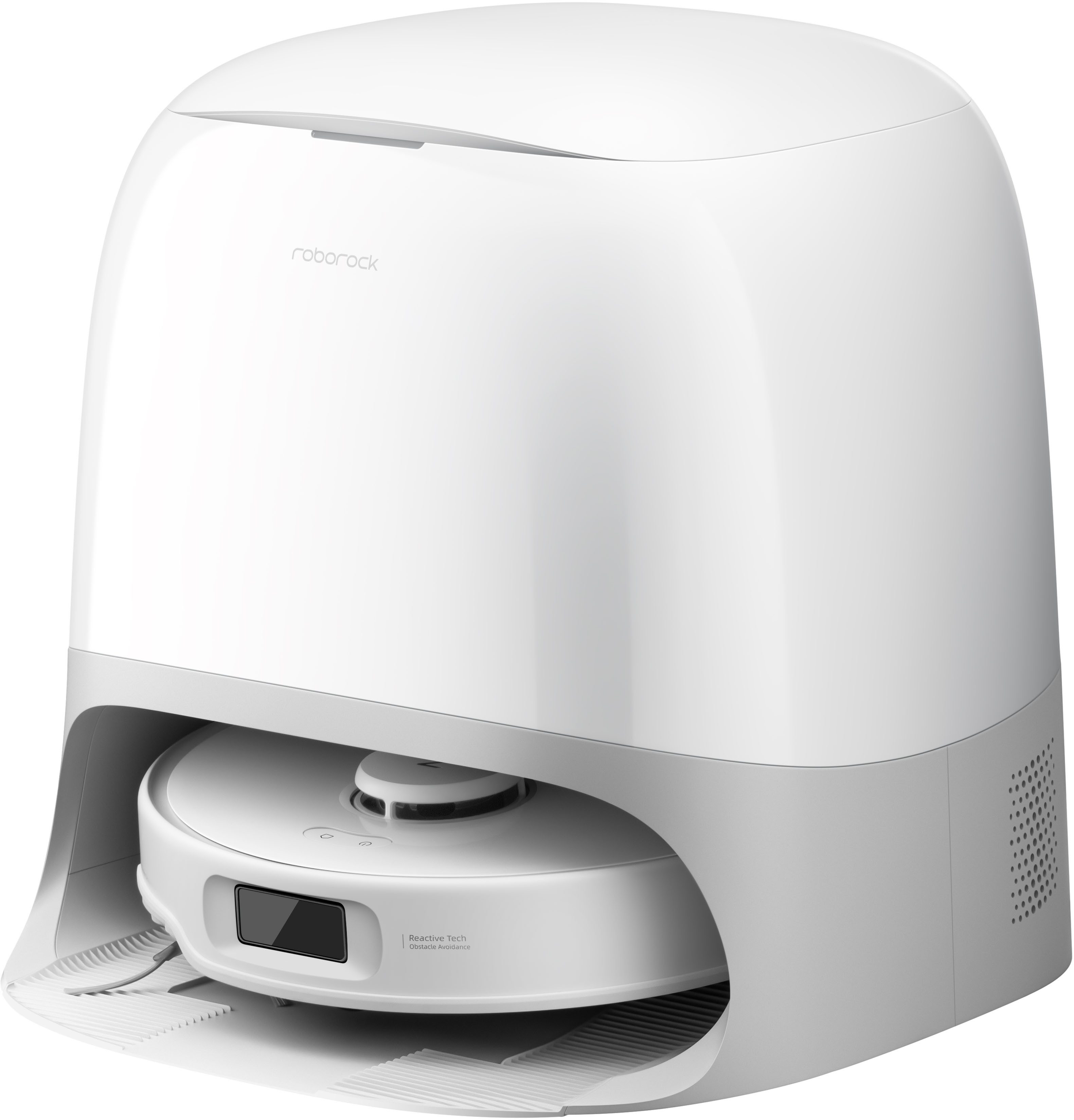 Roborock Saugroboter Qrevo Curv 5A1, mit Wischfunktion, automatisches Entleeren, 66 W, beutellos, Auffüllen intensiver und Moppwäsche bei 75 °C.