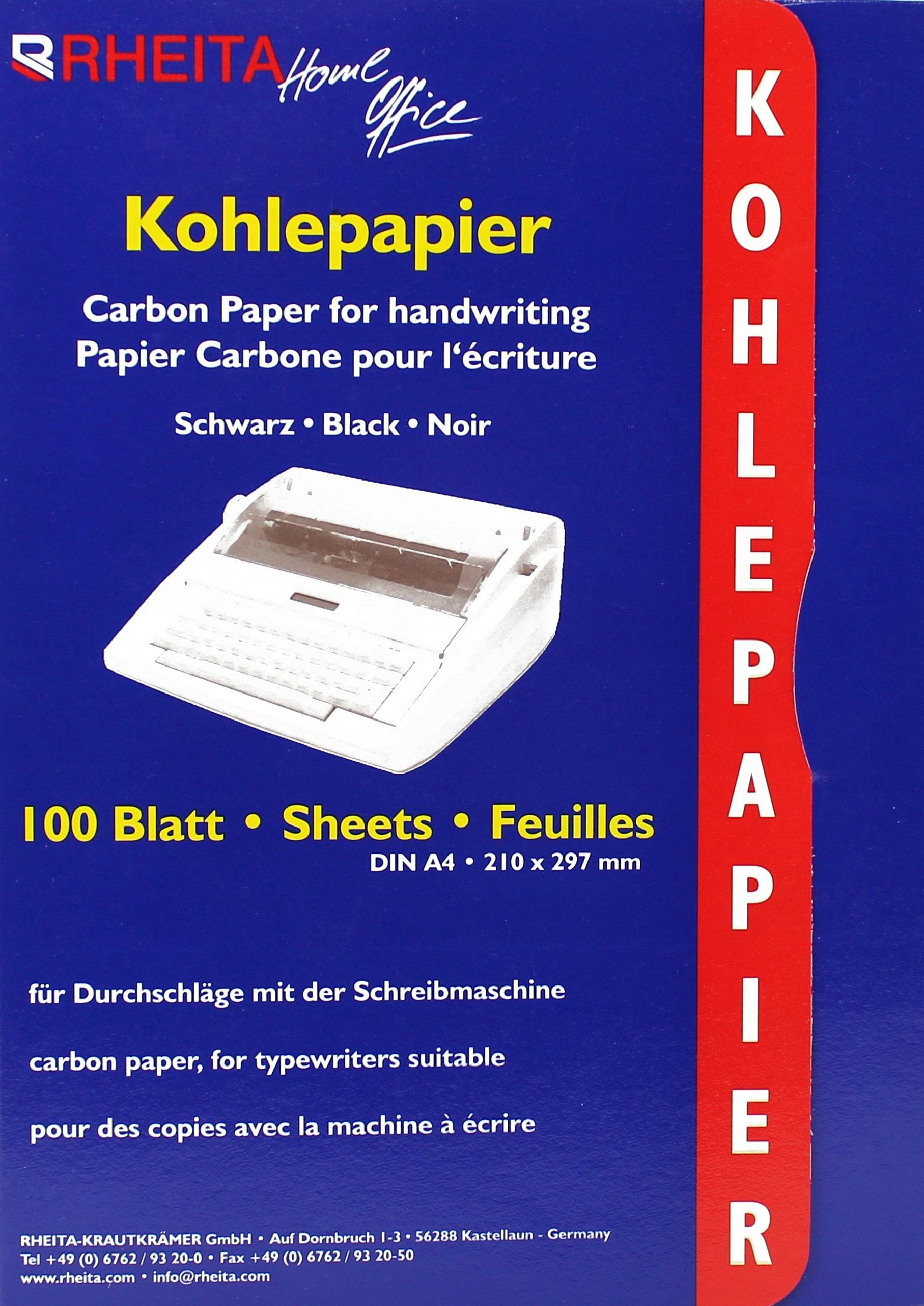 Blatt, Rheita - Druckerpapier schwarz A4, Kohlepapier 100